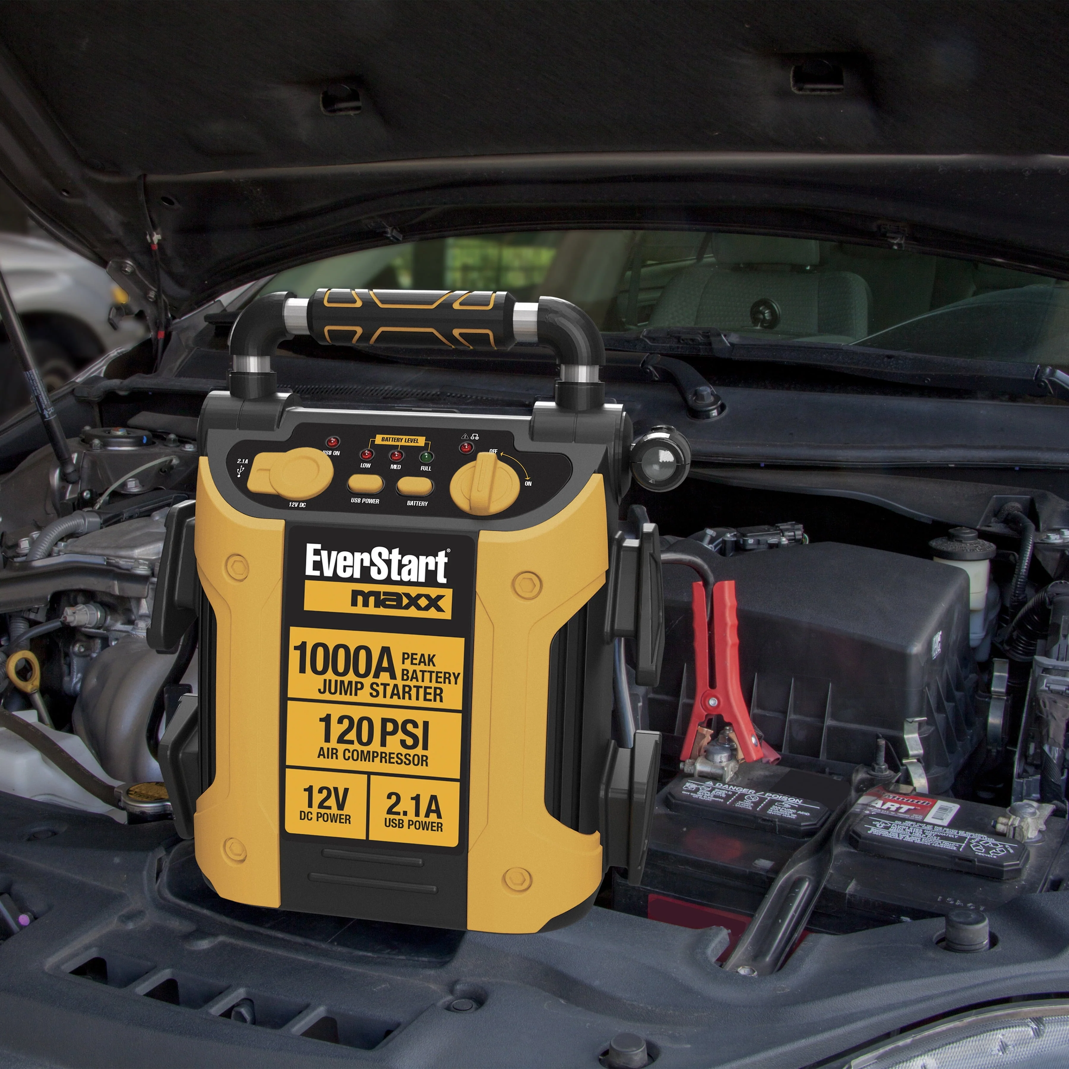EverStart Maxx J5C09E 1000 Peak Amp Jump Starter with Compressor, Pivoting LED Light, DC and USB Port Image 2