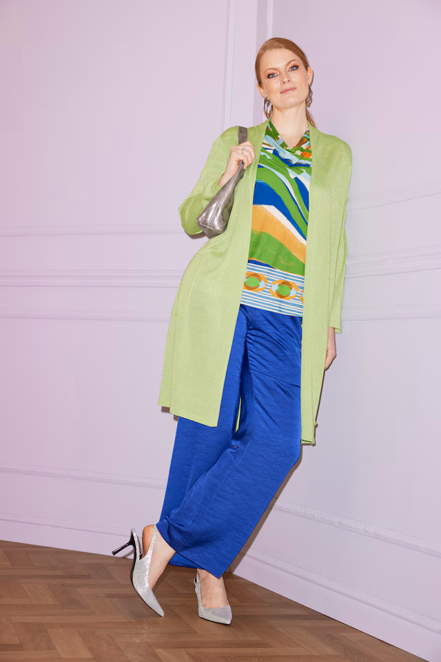 Shimmering Longline Open Shape Cardigan