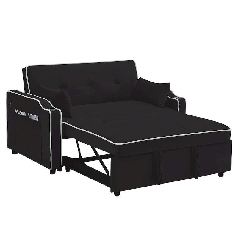 3-in-1 Modern Velvet Sleeper Sofa Bed: Convertible Loveseat with Pull-Out Bed