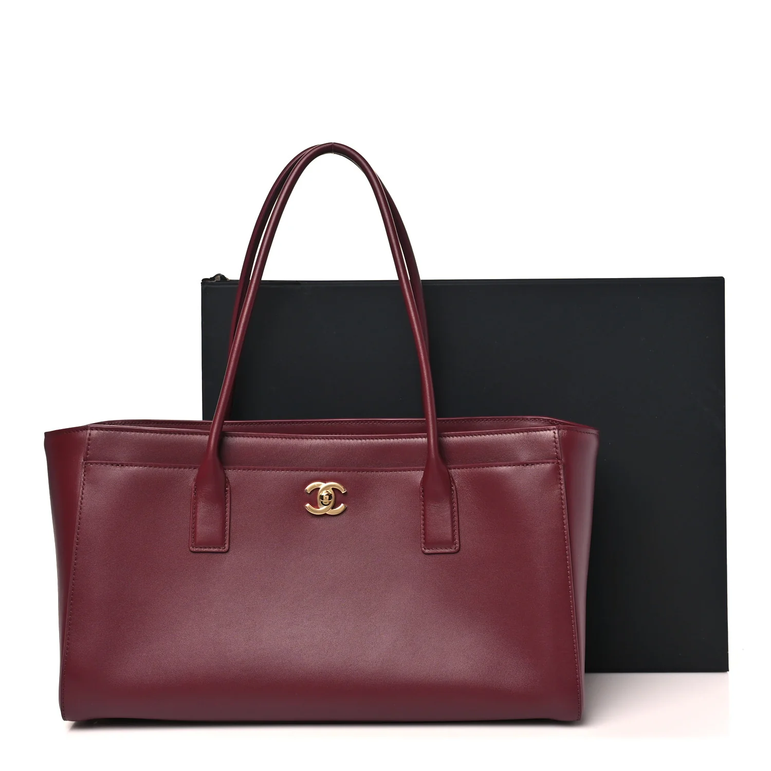 Calfskin Archetype Small Shopping Tote Dark Burgundy
