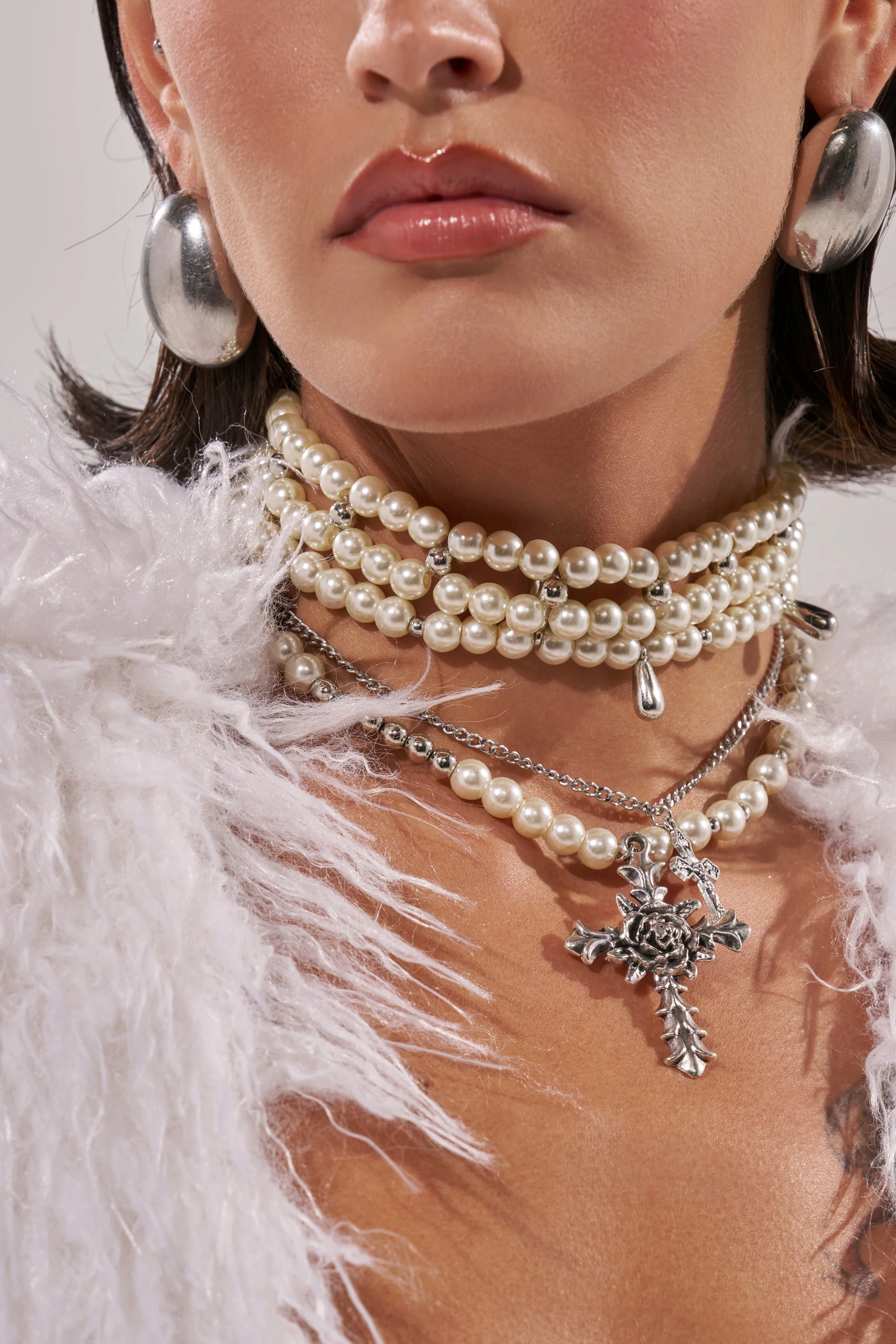 LAYERED UP CROSS NECKLACE - Akira Store