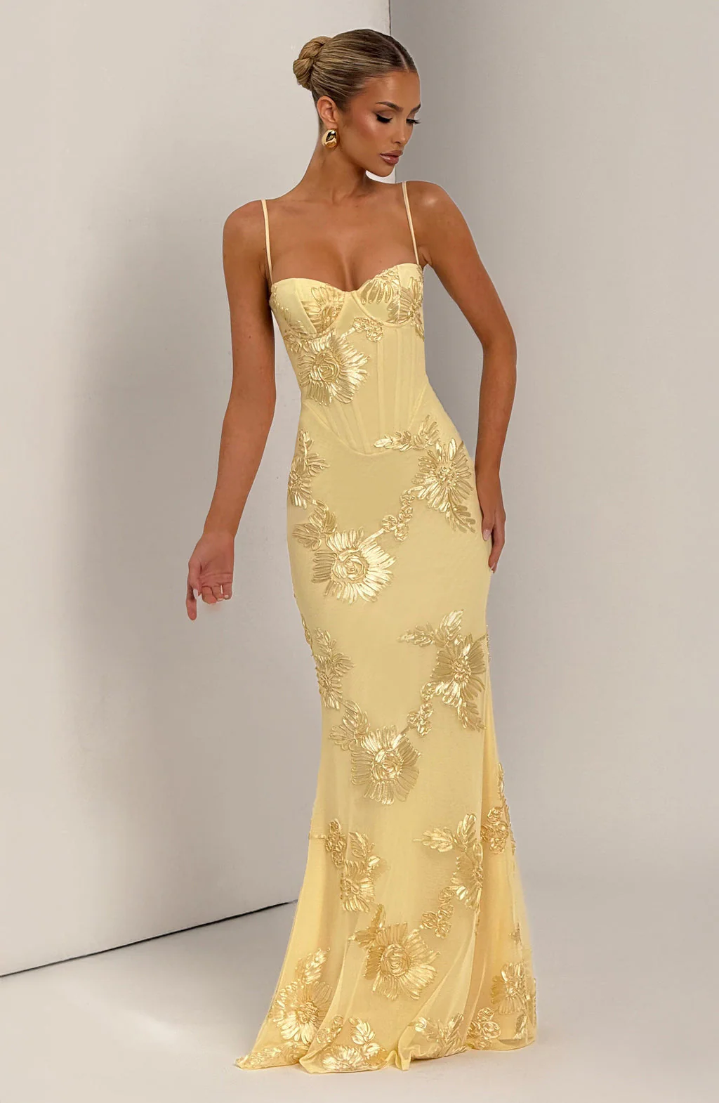 Robe longue à fines bretelles pour femme Élégante invitée mariage d'été