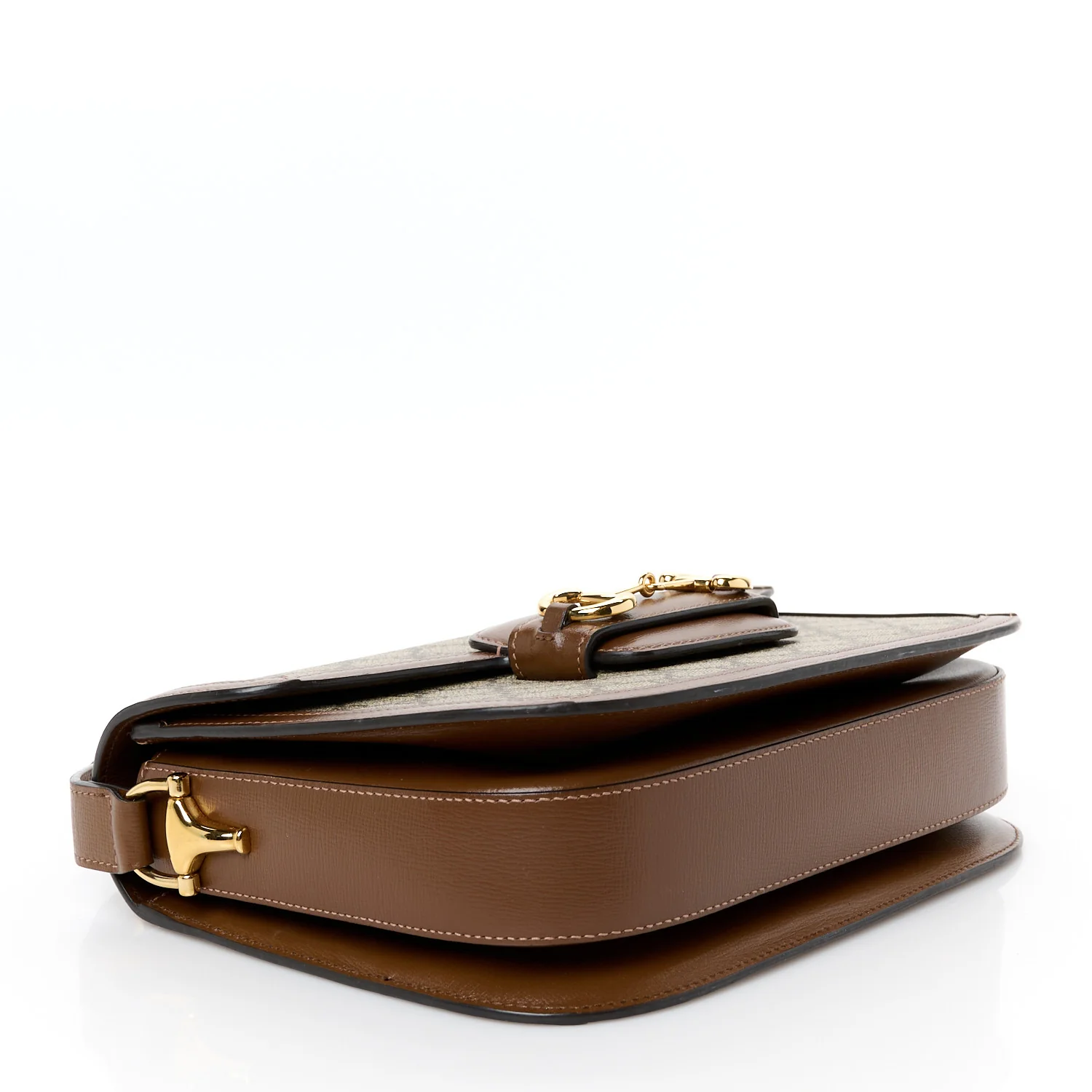 GG Supreme Monogram Azalea Calfskin Horsebit 1955 Shoulder Bag Beige Brown Sugar