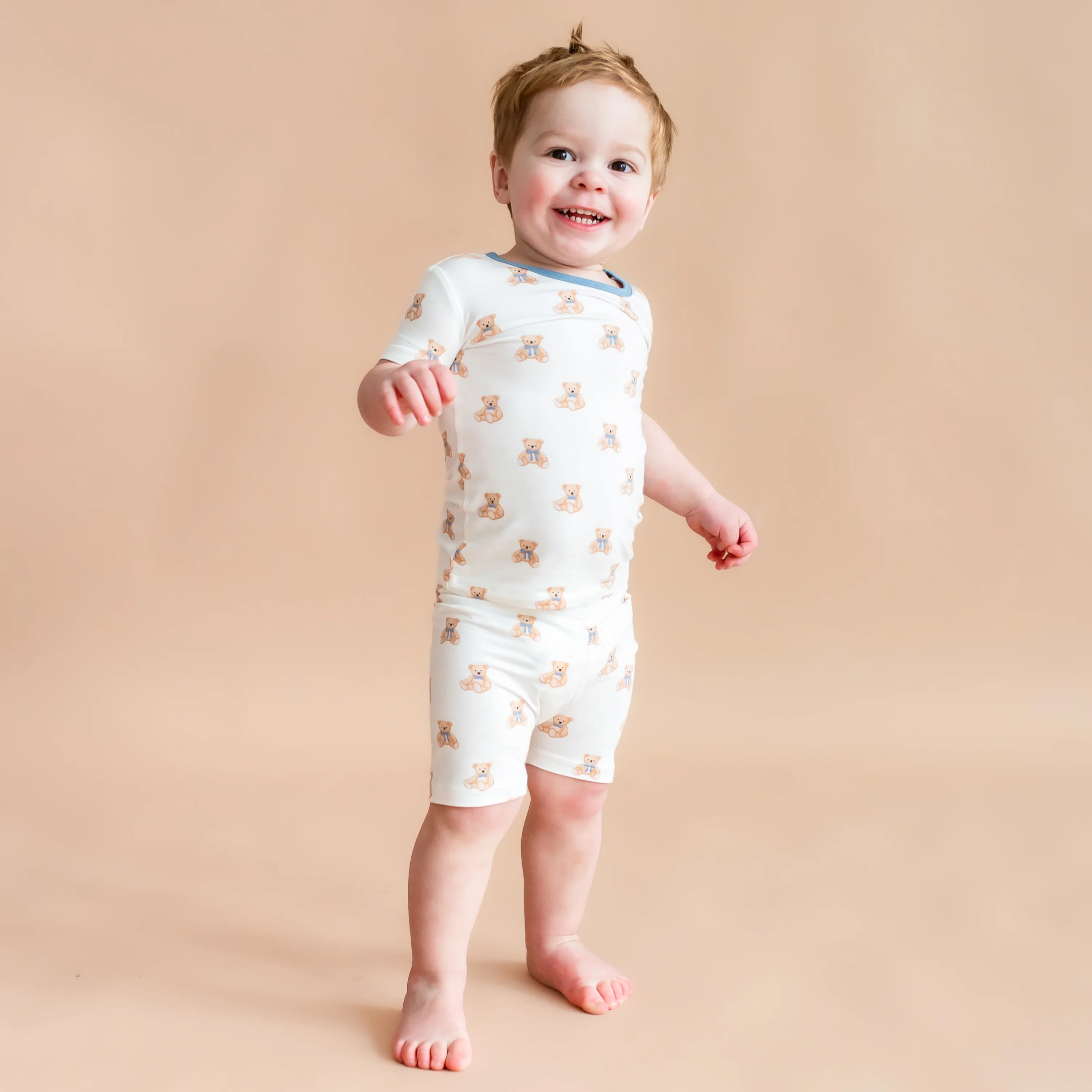 Short Sleeve Pajamas in Teddy Bear