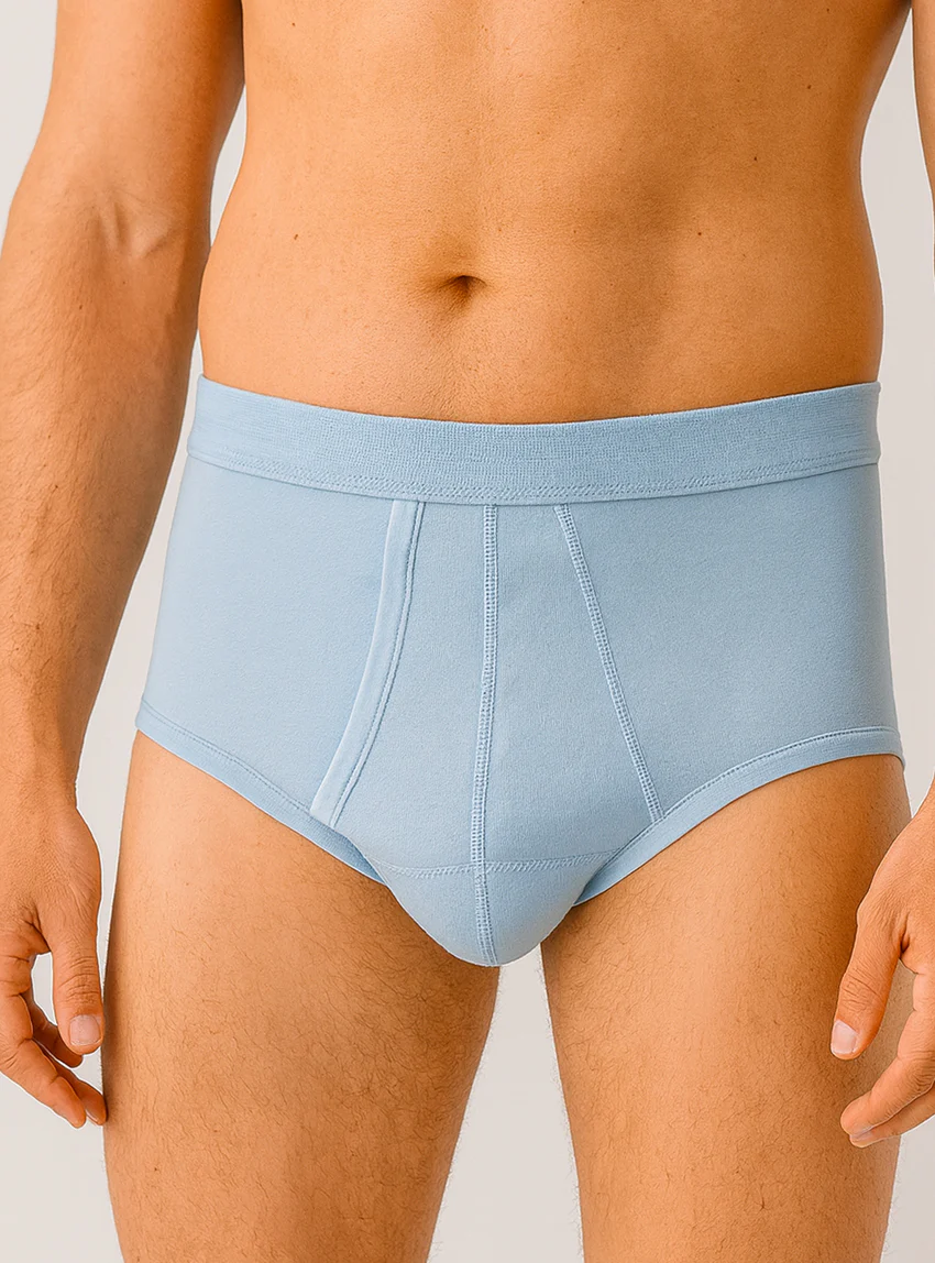 Slip ouvert homme taille haute en coton bleu ciel