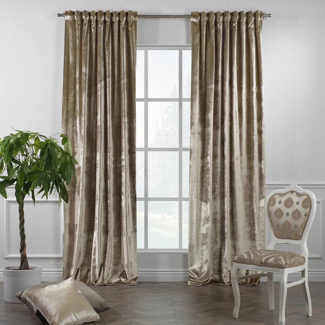 Extra Long and Extra Wide Solid Luxury Shiny Velvet Single Curtain Panel Lilijan Home & Curtain Size per Panel: 52