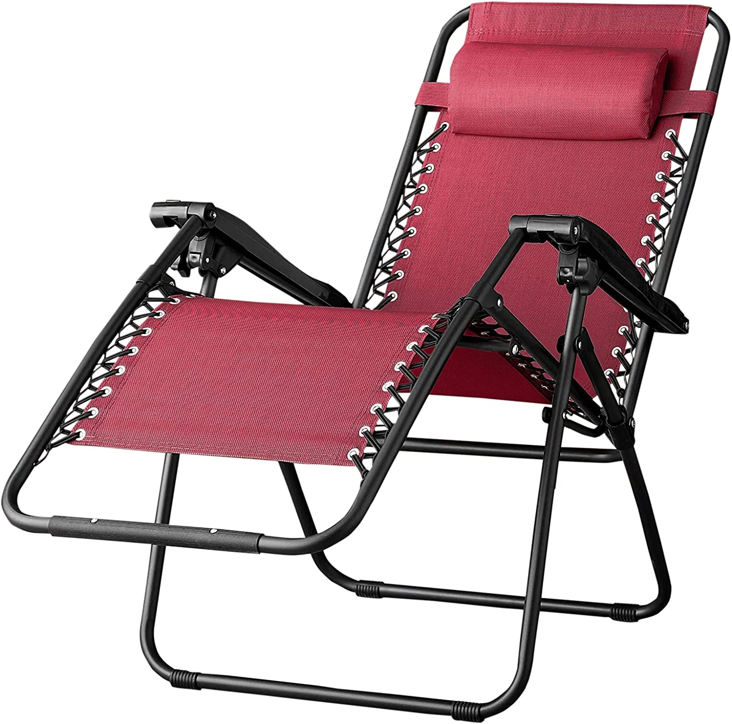Fauteuil inclinable pliant réglable zéro gravité avec oreiller, noir
