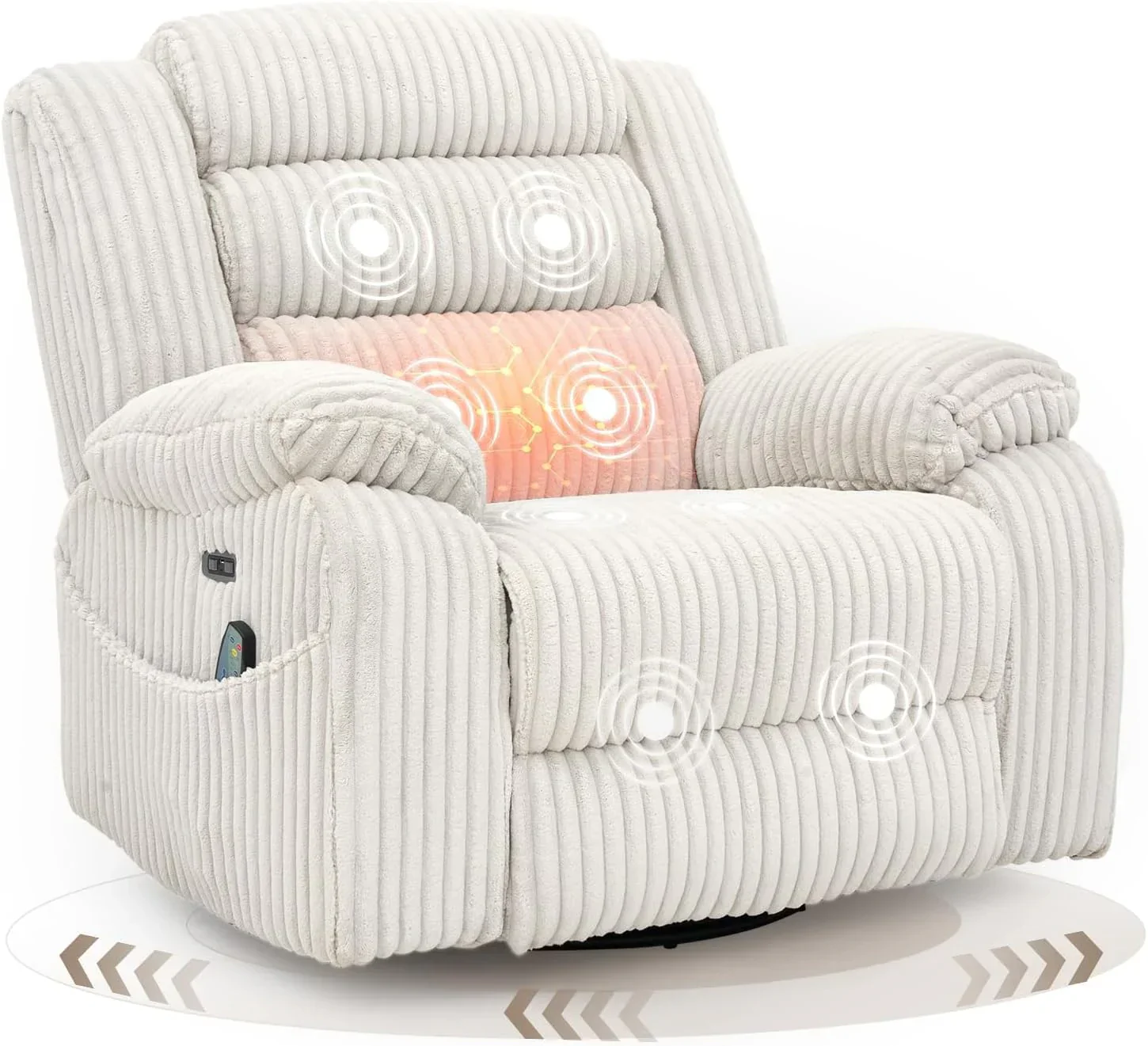 Fauteuil de relaxation rotatif électrique pour adultes avec massage et affichage des calories, ports de chargement USB