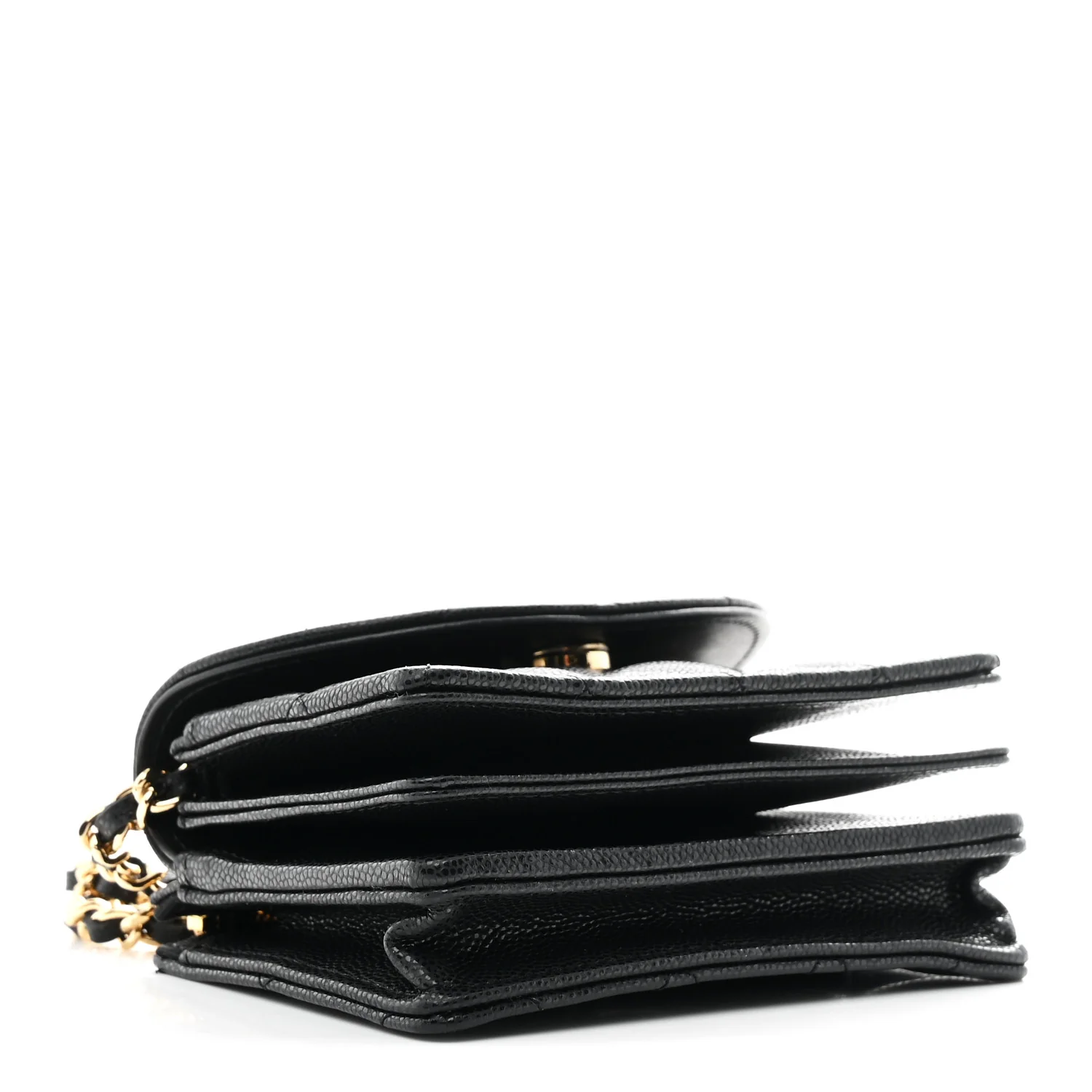 Caviar Quilted Clutch With Chain Black