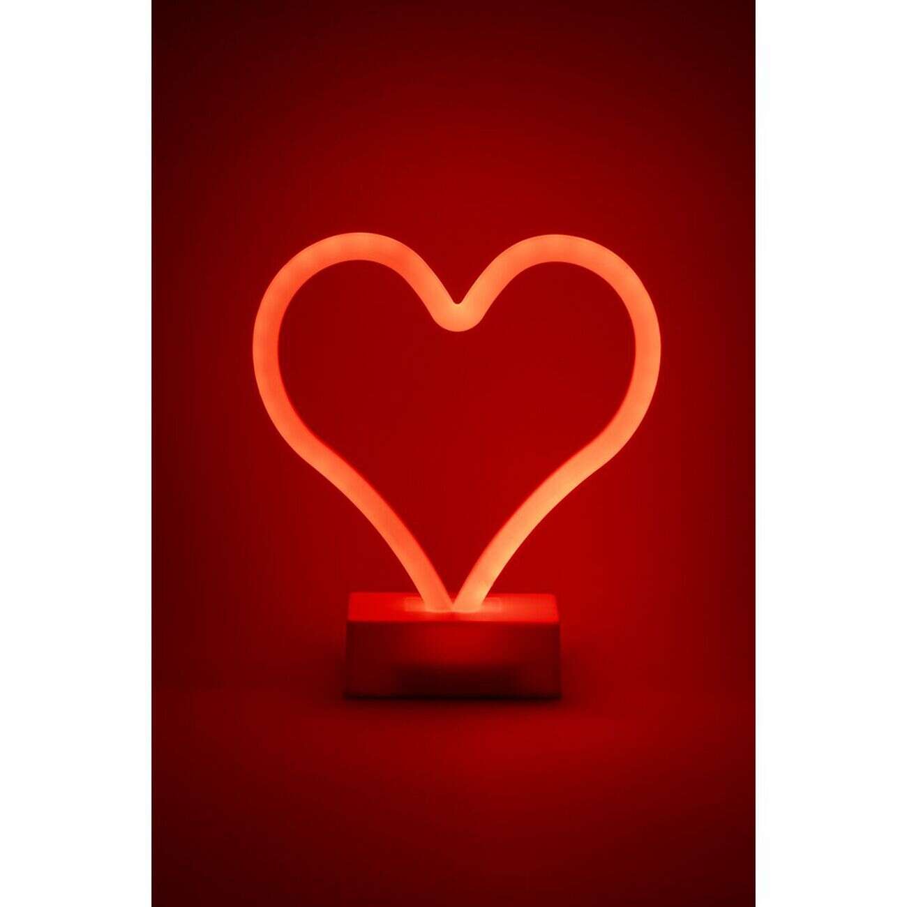 Lampe à poser néon LED forme coeur orange 19xH21,5cm