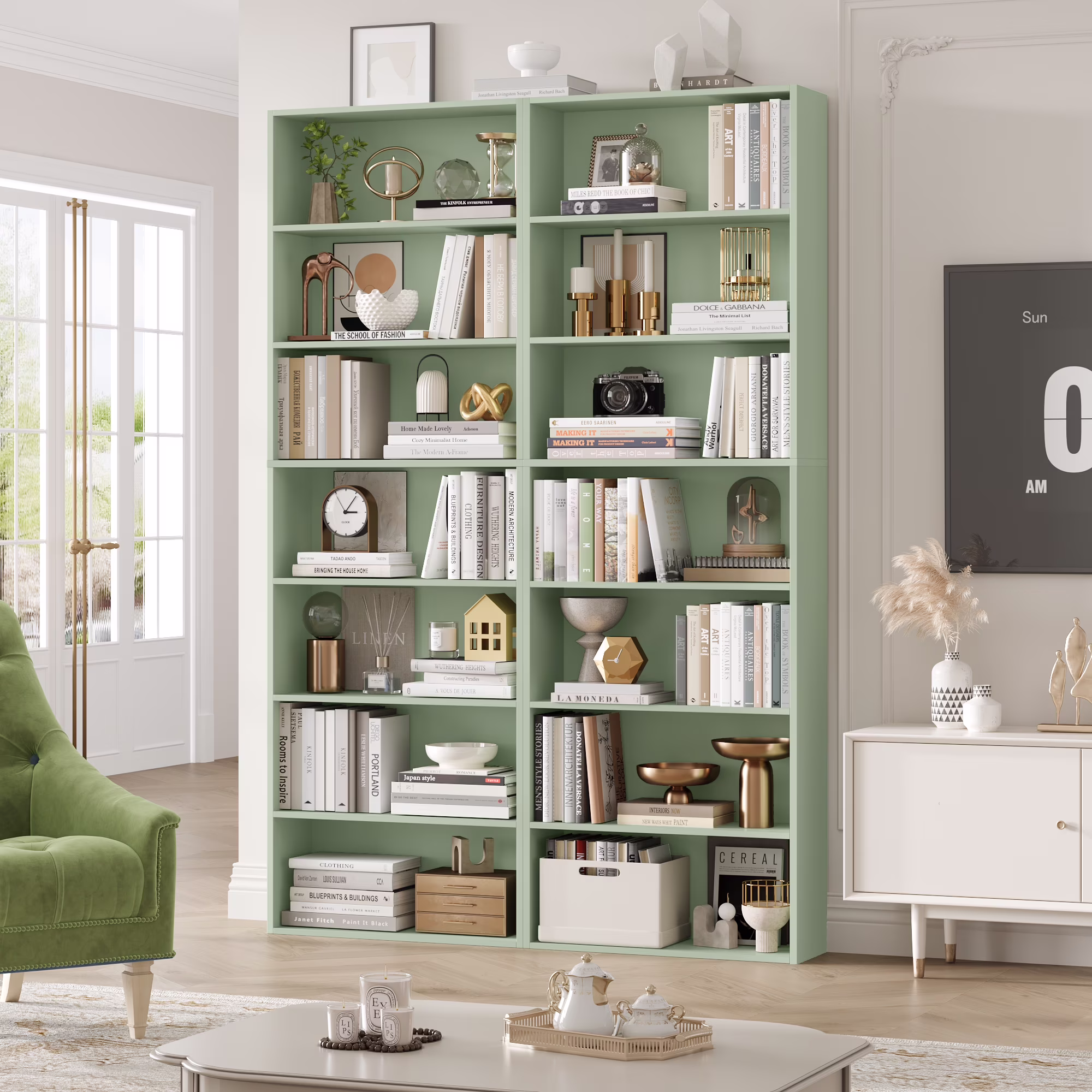 82" Tall Bookcases, Freestanding Display Storage Shelves, 7-Tier Open Bookshelf for Home Office Living Room Bedroom, White(White/Single) - Image 8