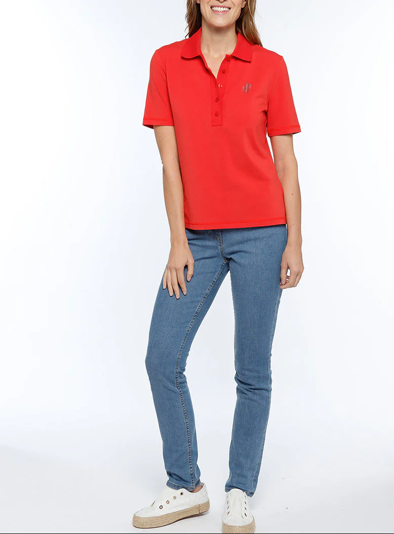 Polo femme en coton rouge