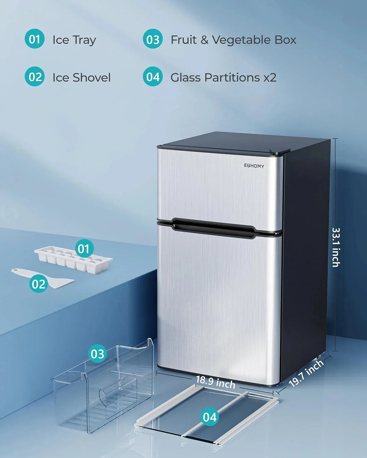 3.2 Cu.ft Mini Fridge with Freezer - 2-DOOR Compact Refrigerator for Bedroom, Dorm, Office or Apartment, SILVER3.2 Cu.ft Mini Fridge with…