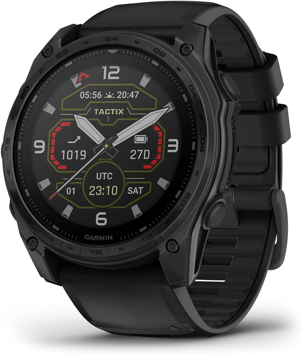 Garmin tactix® 8 51mm  Solar Charged Display  Elite  Premium Tactical GPS Smartwatch  Includes Applied Ballistics Elite™ Solver  Titanium Bezel  Sapphire Lens  40-Meter Dive Rating