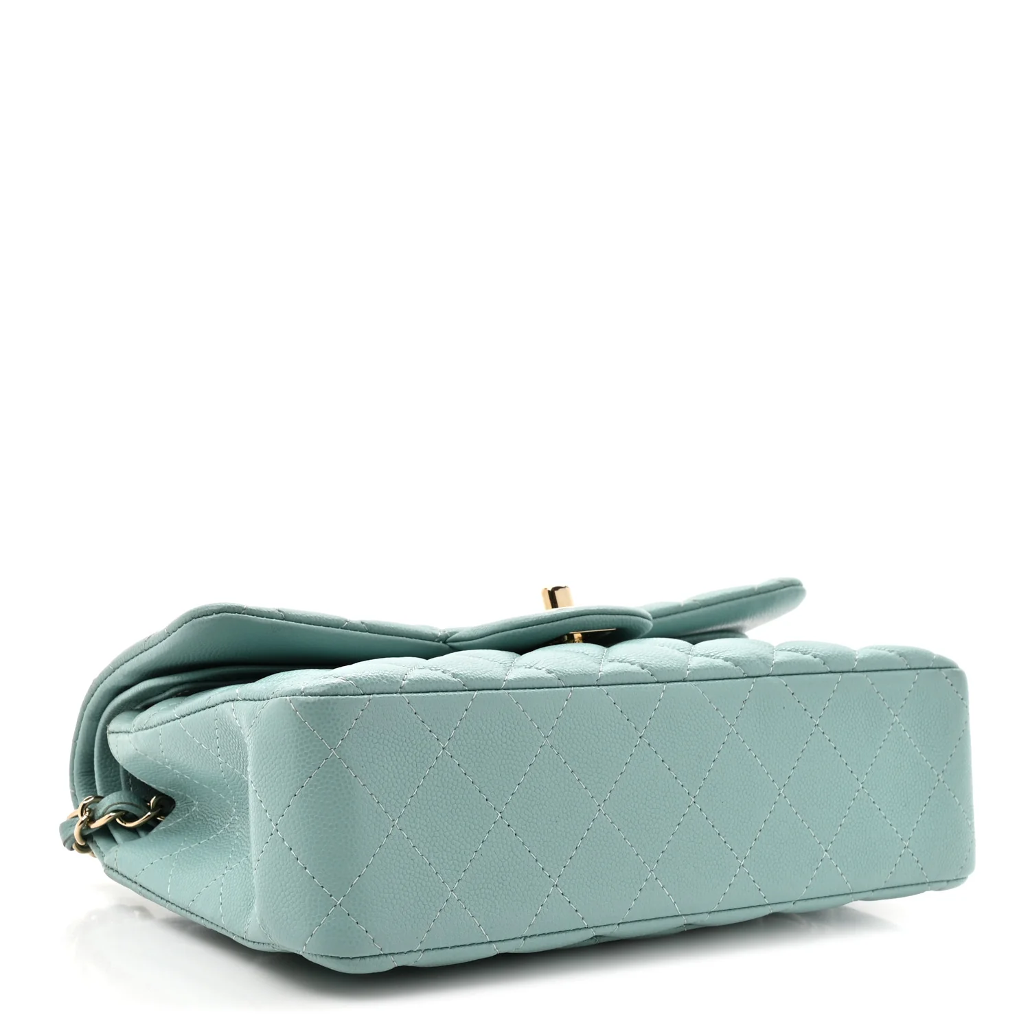 Caviar Quilted Small Double Flap Light Blue