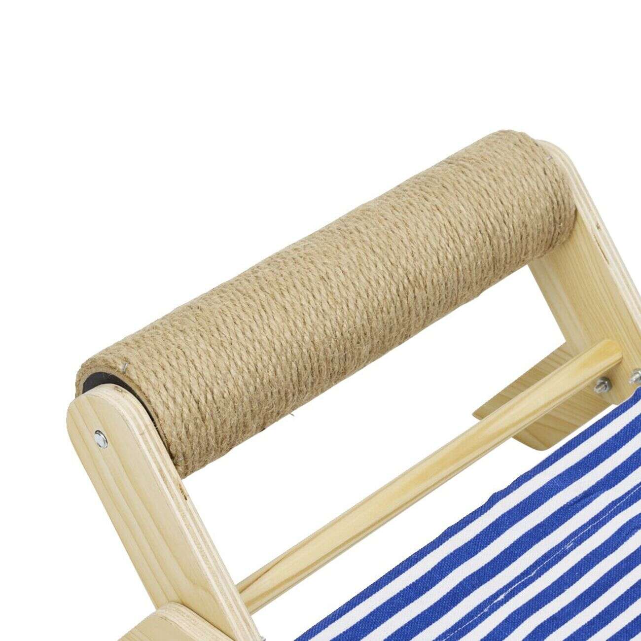 Lit pour chat bois tissu marinière et grattoir 58xH20x31cm