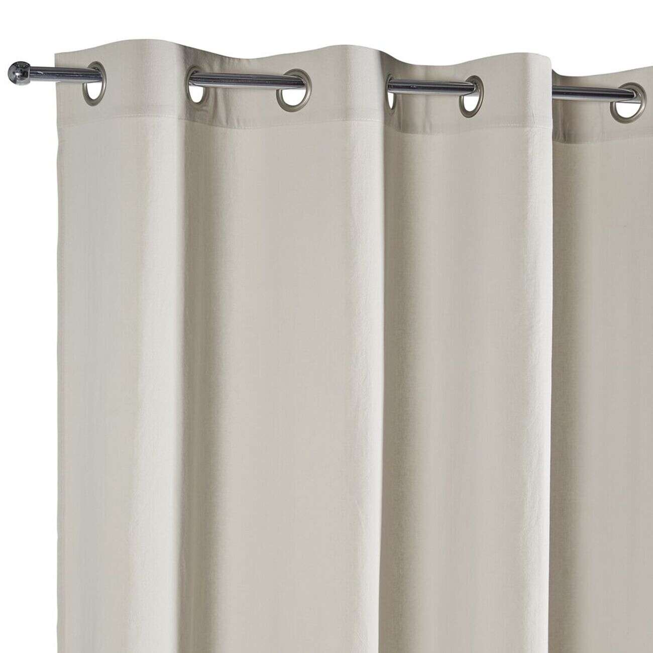 Rideau à oeillets coton lavé beige 140x240cm