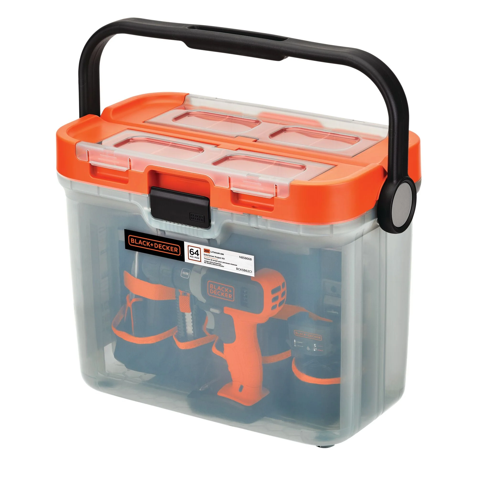 BLACK+DECKER 20V, Battery Hex Chuck Drill Driver, 2Ah, 64 Piece