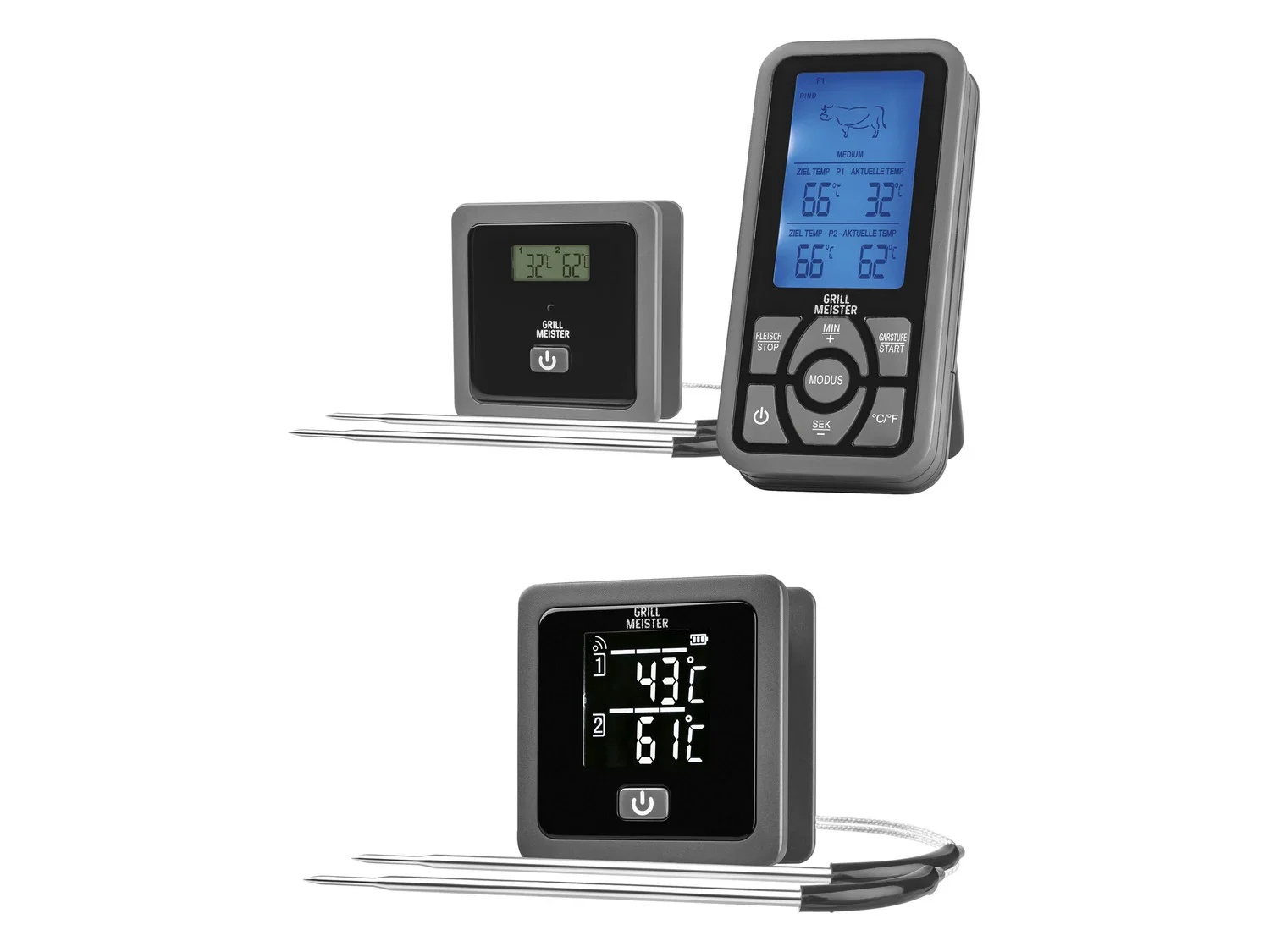 GRILLMEISTER Thermomtre barbecue sans fil GFGT 433 B2 ou Thermomtre barbecue Bluetooth CFGT 433 B2