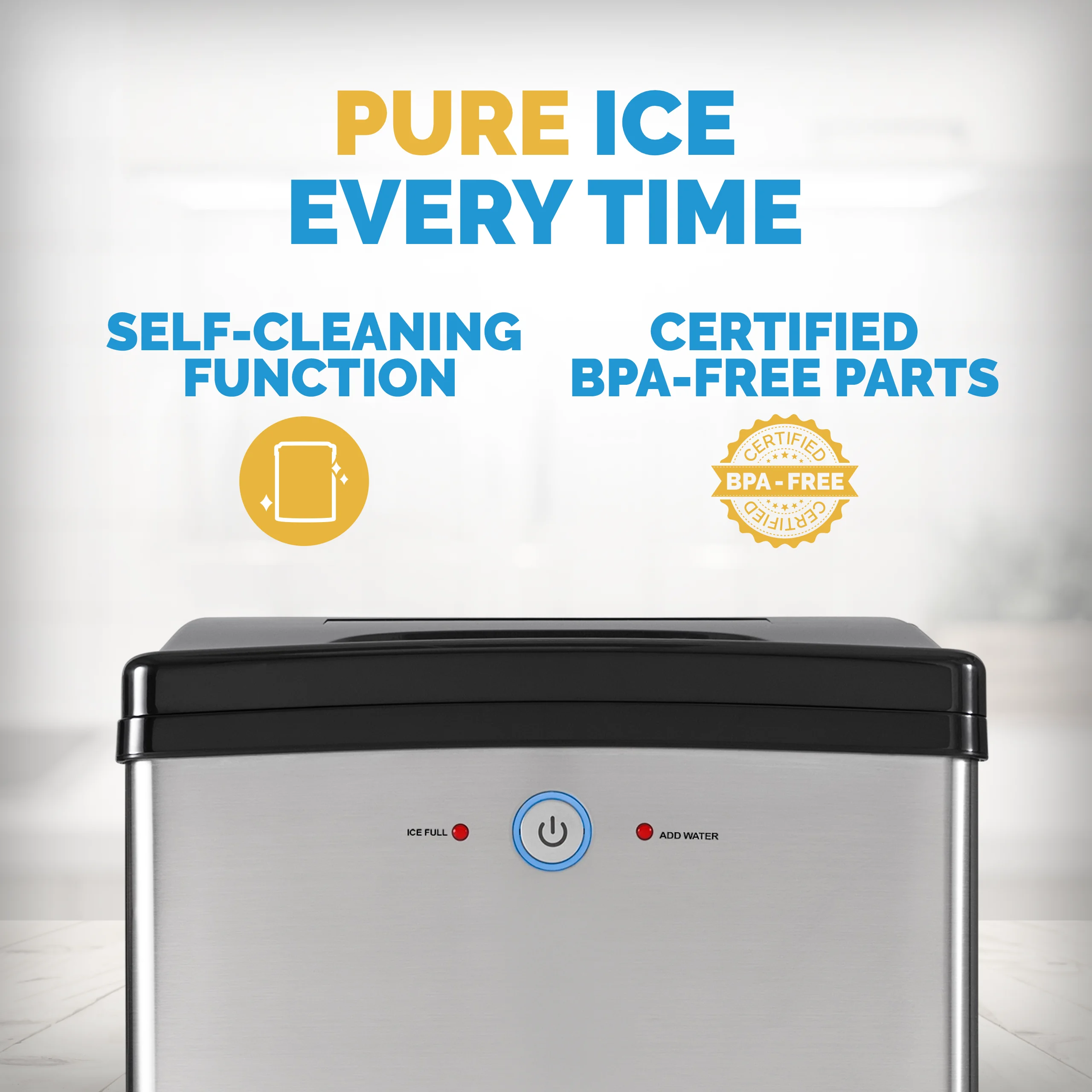 Newair 45 lb. Nugget Countertop Ice Maker, Self - Cleaning, Silver
