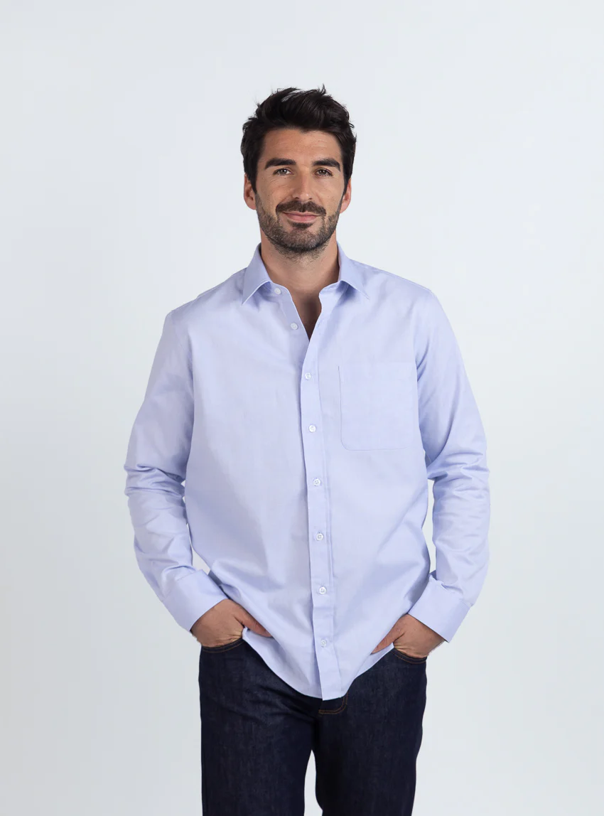 Chemise homme en coton bleu ciel