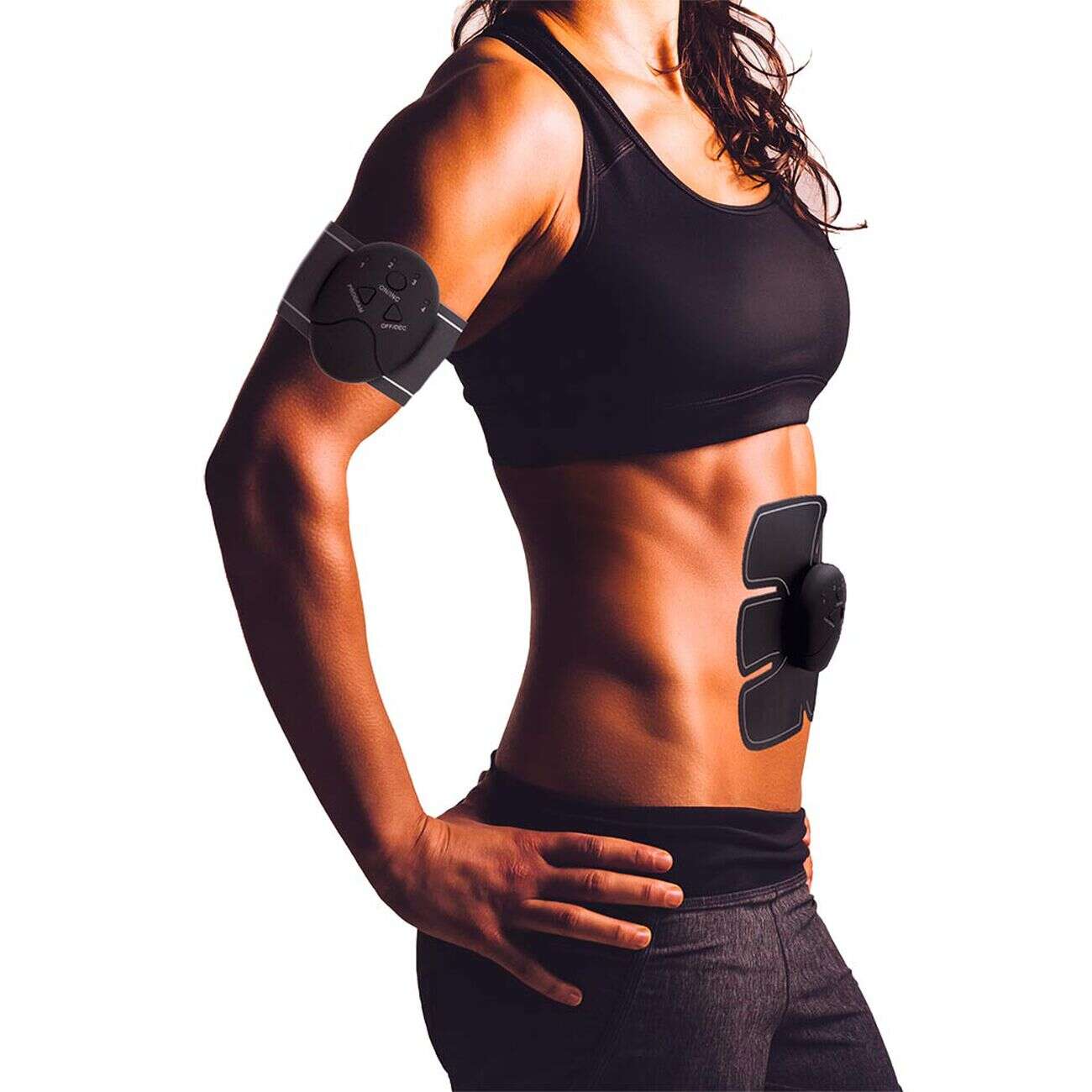 Patch électrostimulation musculaire bras et abdos sans fil