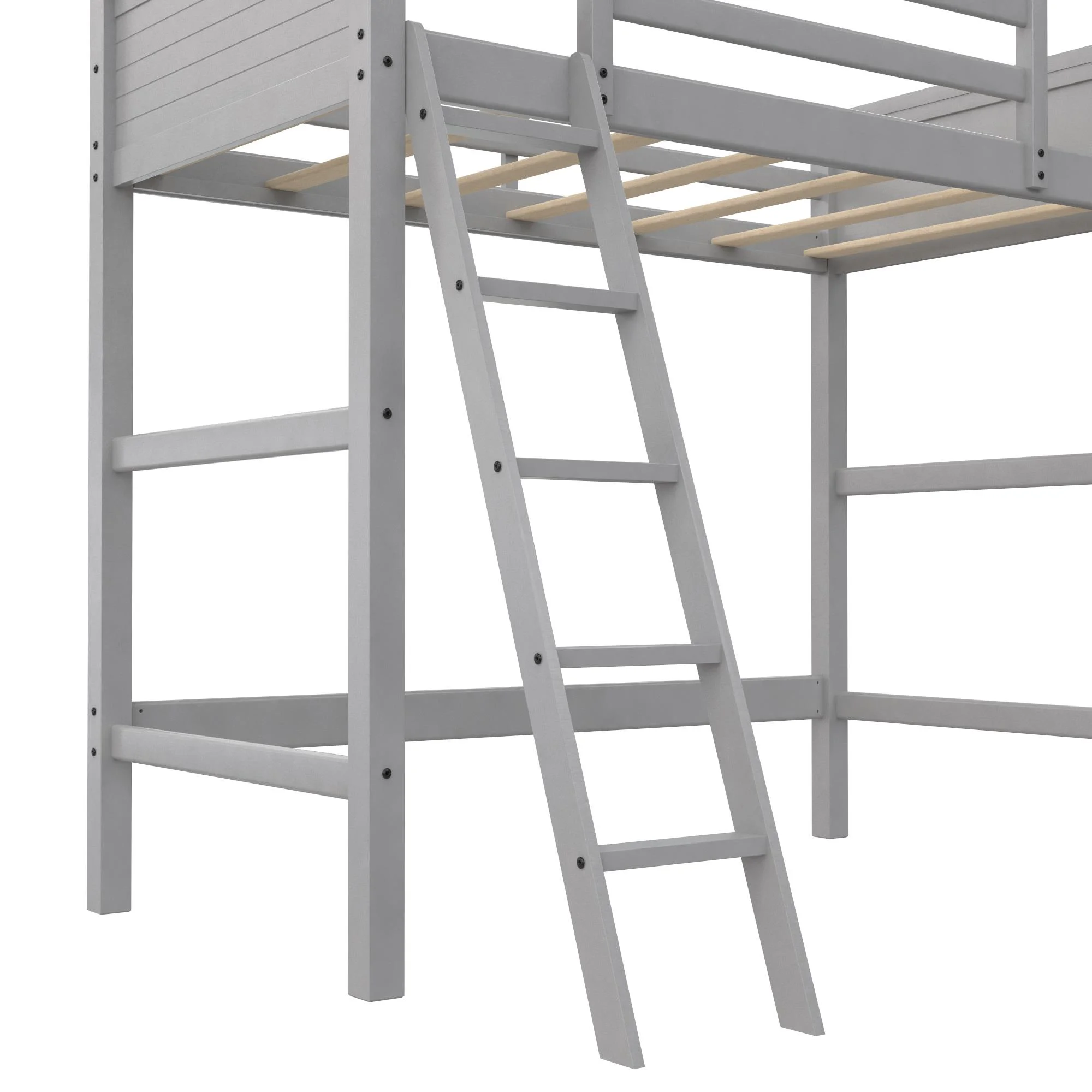Your Zone Kiarah Twin Loft Bed with Ladder, White