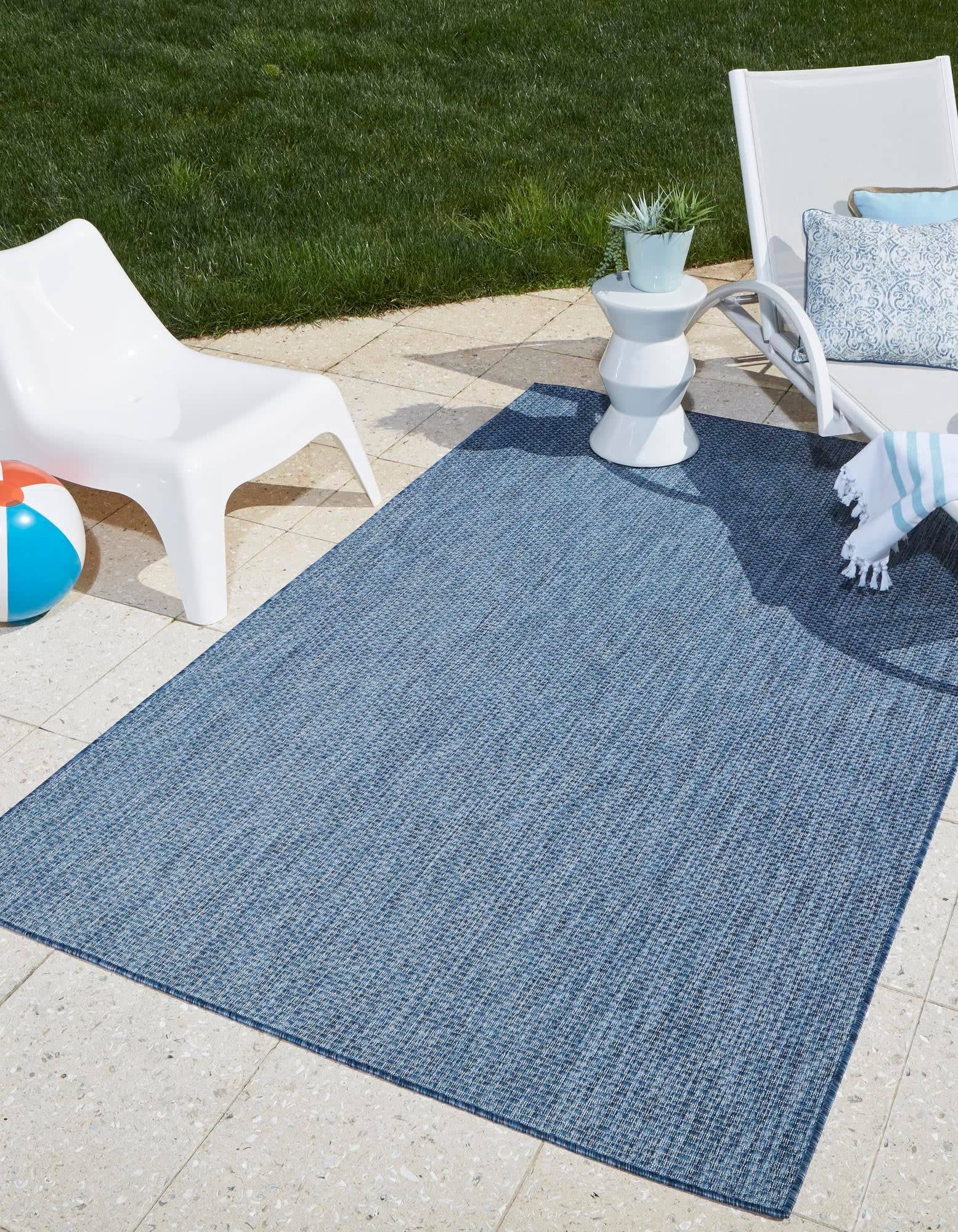 Unique Loom Outdoor Solid Rug, Blue, 2x3 ft