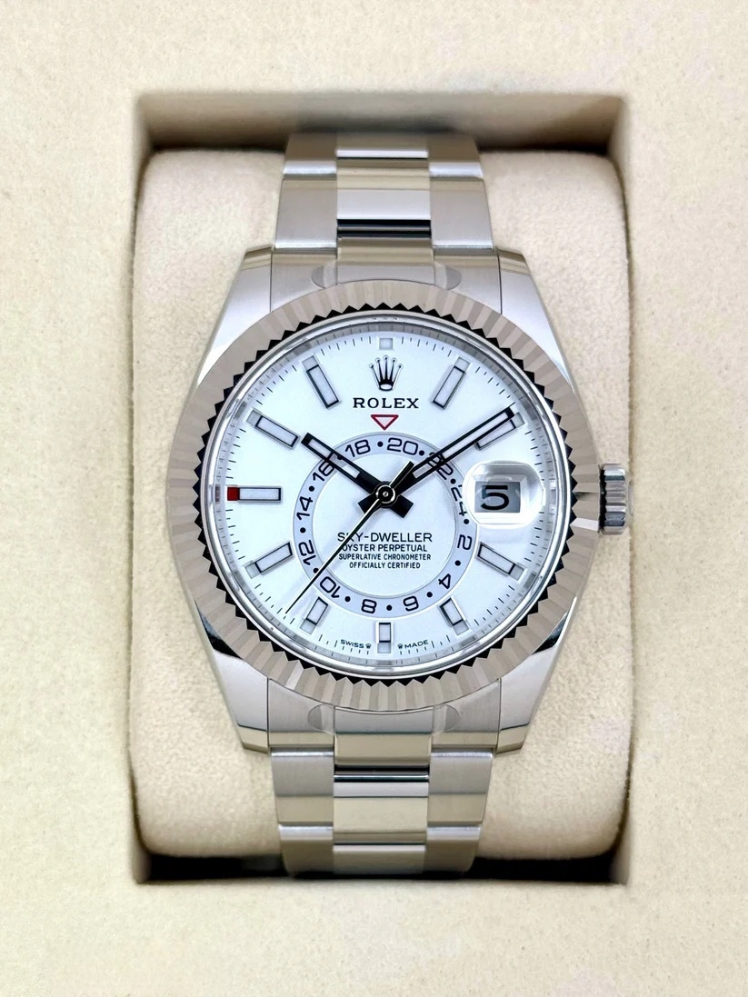 [Super Clone]RLX  Sky-Dweller 42mm Stainless Steel White Dial Oyster - 336934
