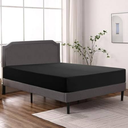 Lux Decor Collection Microfiber King Fitted Sheet, 16 inch Deep Pocket King Sheets, Black Fitted Sheets