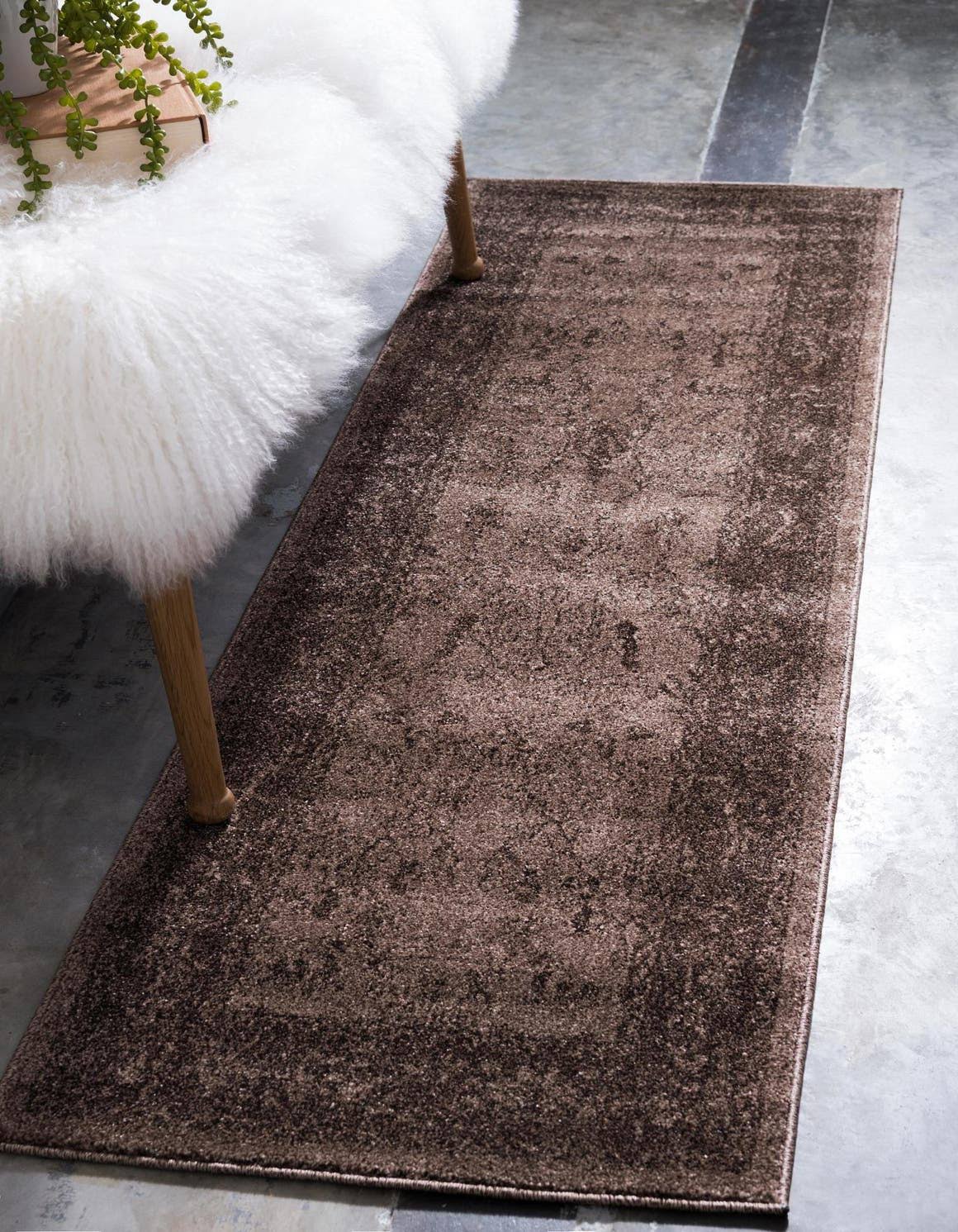 Unique Loom La Jolla 6 ft Runner Brown Floral Area Rug