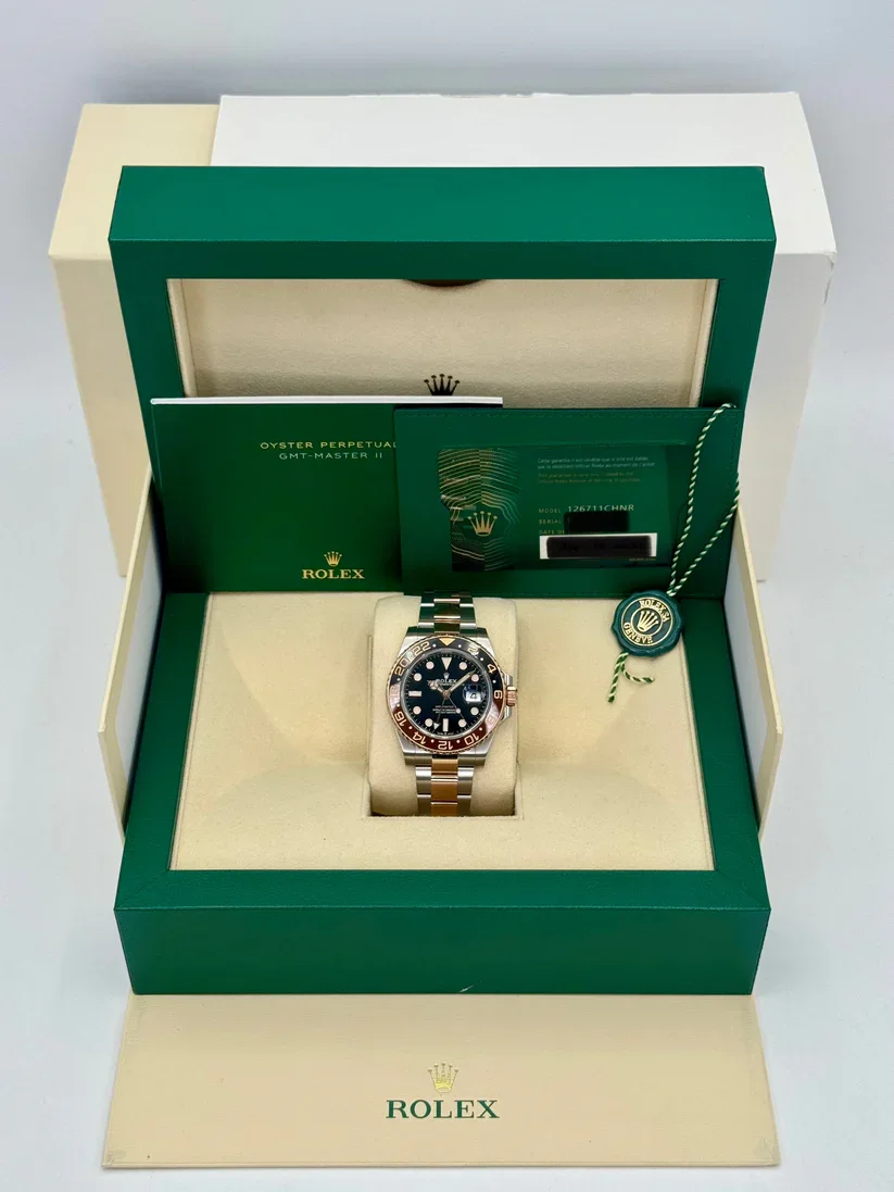 [super clone]Rolex GMT Master II 40 Two Tone Rose Gold Rootbeer 126711CHNR