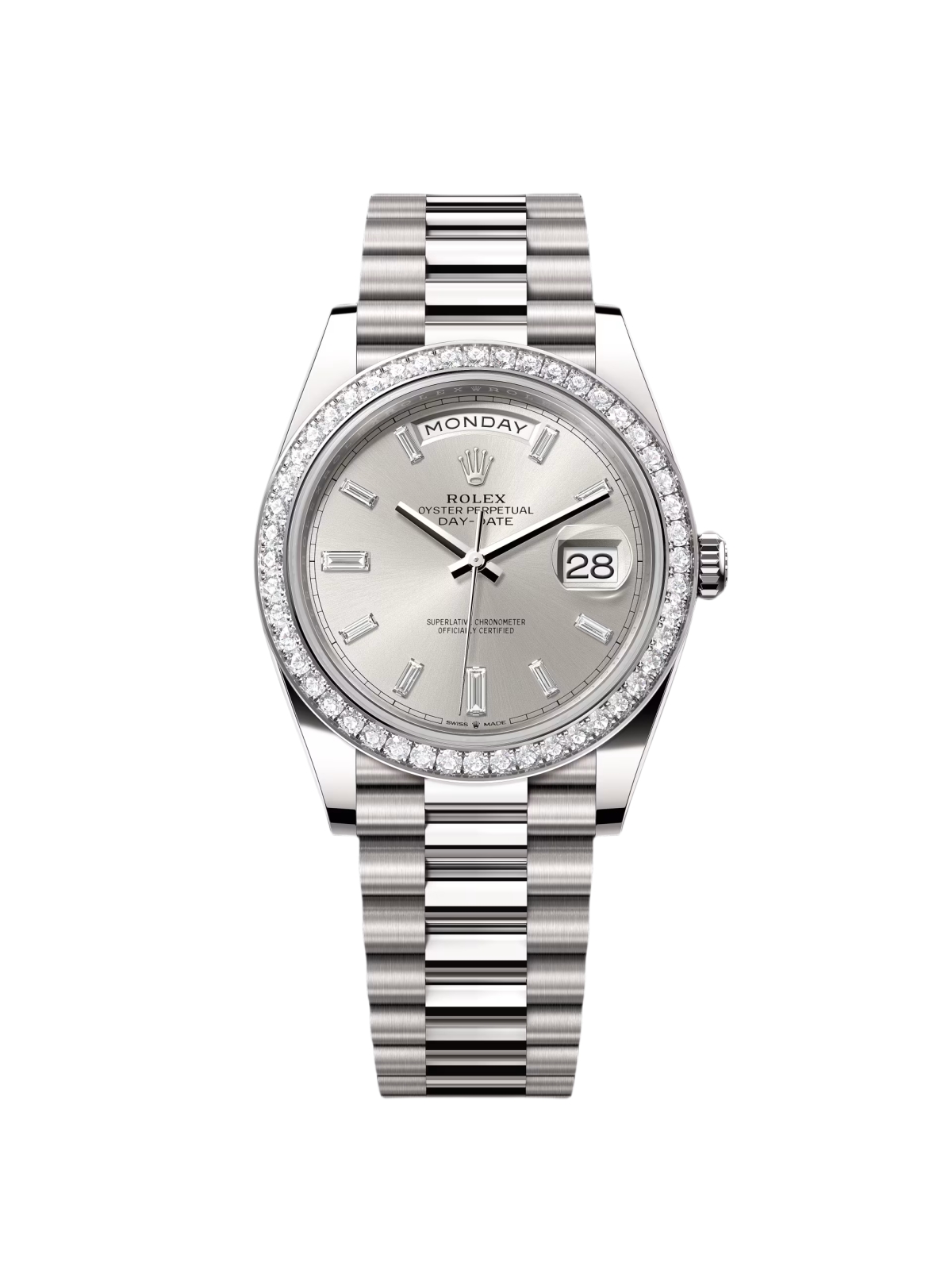 [Super Clone]RLX Day-Date 40mm 228349RBR-0001 Silver Dial President Bracelet