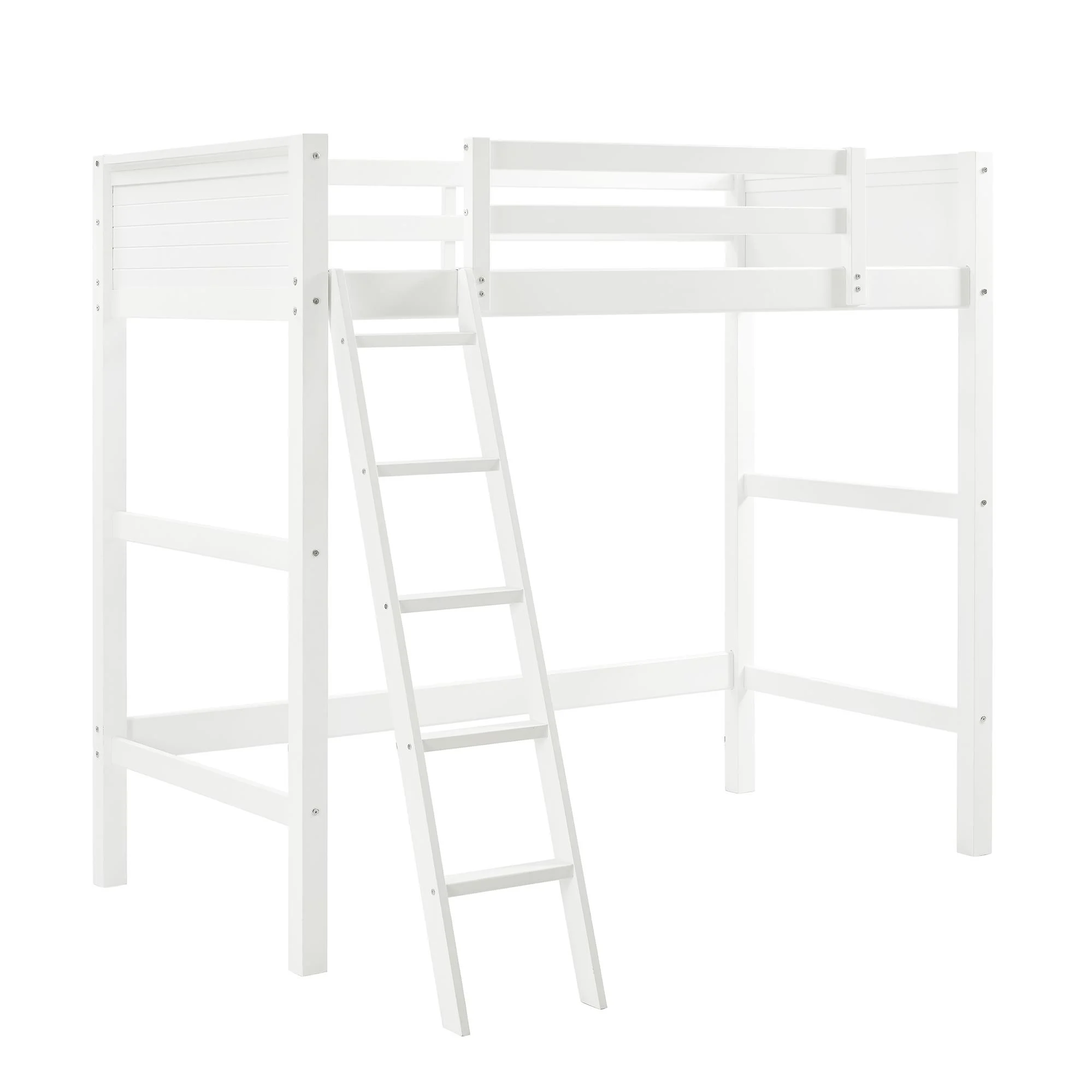 Your Zone Kiarah Twin Loft Bed with Ladder, White