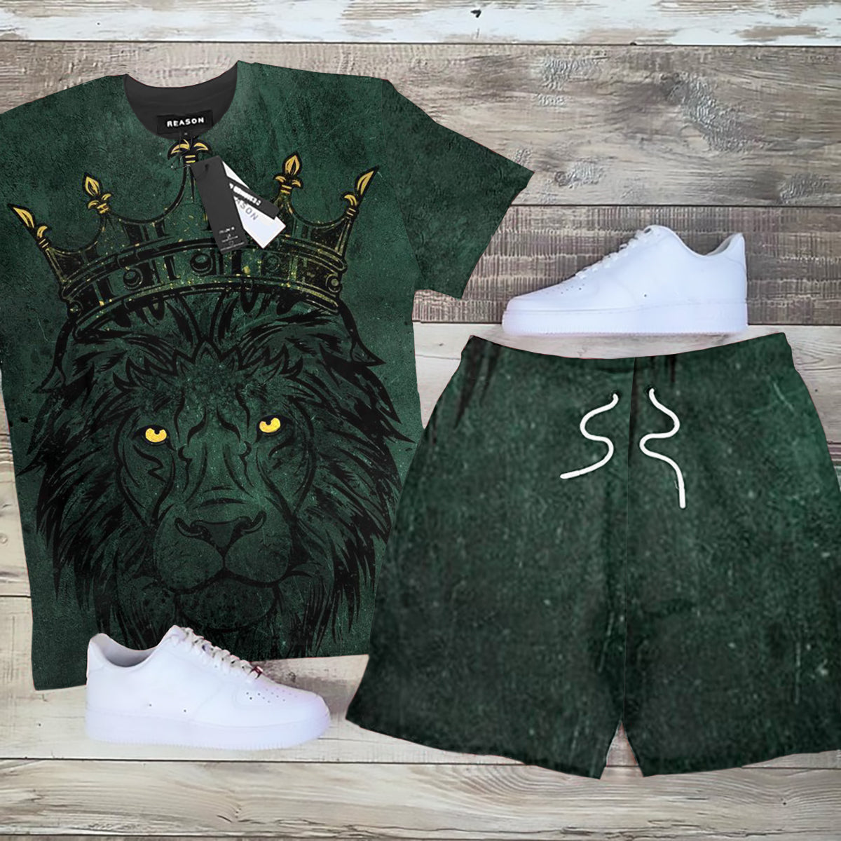 Ensemble de t-shirts à manches courtes Suitmens Street Lion King pour hommes 044
