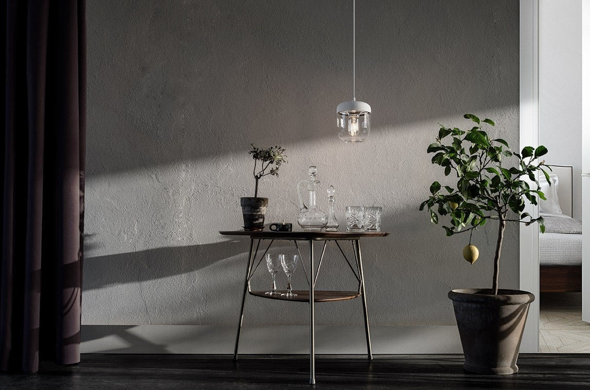 Umage Acorn hanglamp wit met steel - met koordset wit - Ø 14 cm