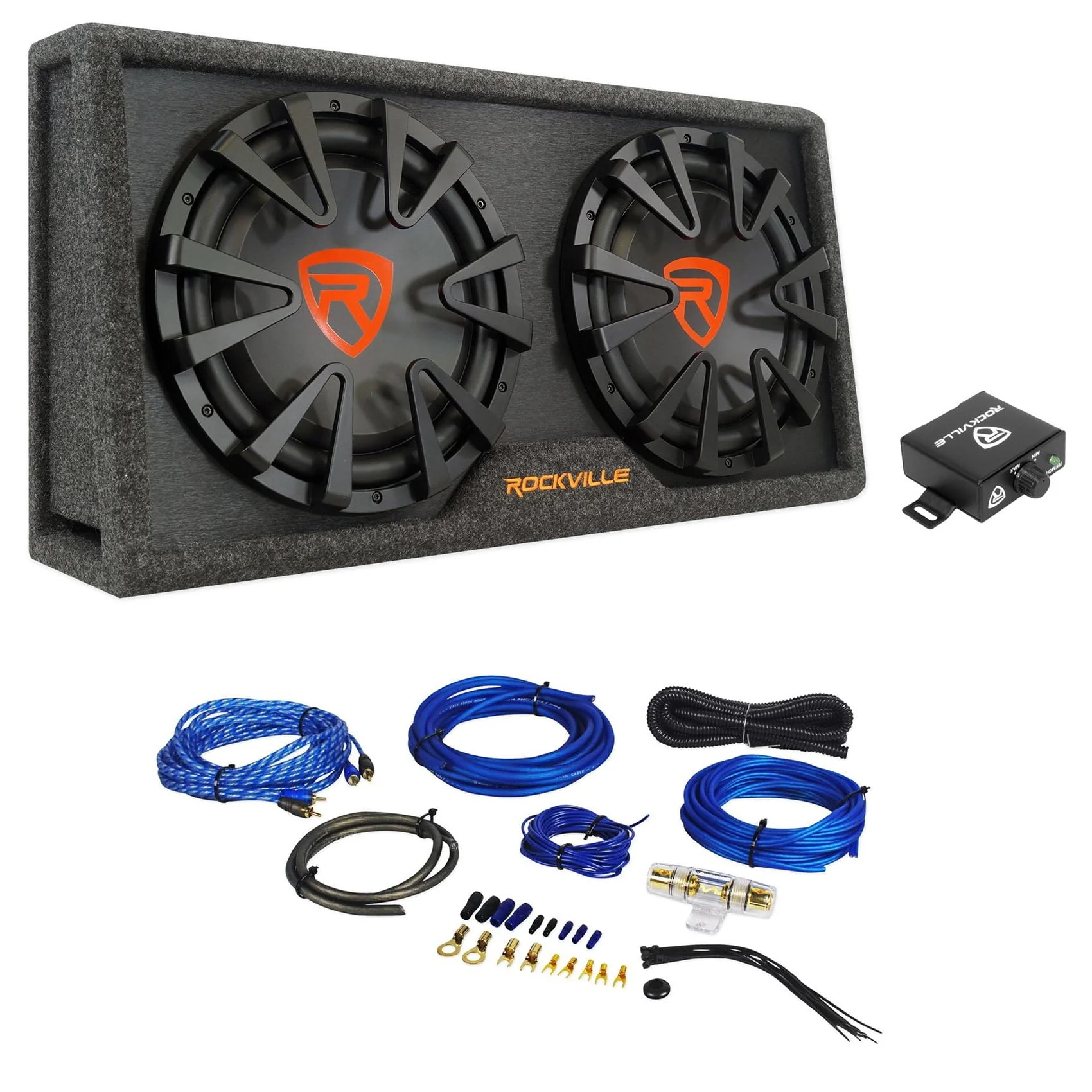 RG212CA 2000w Dual 12 inches Vented Powered Car Subwoofer Enclosure+Amp Kit