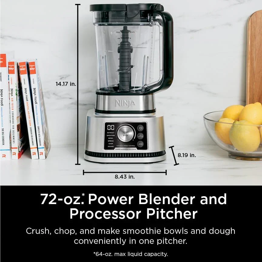 Bol combiné robot culinaire et mixeur Ninja, 6 fonctionnalités, pichet de 2,1 litres (72 oz)