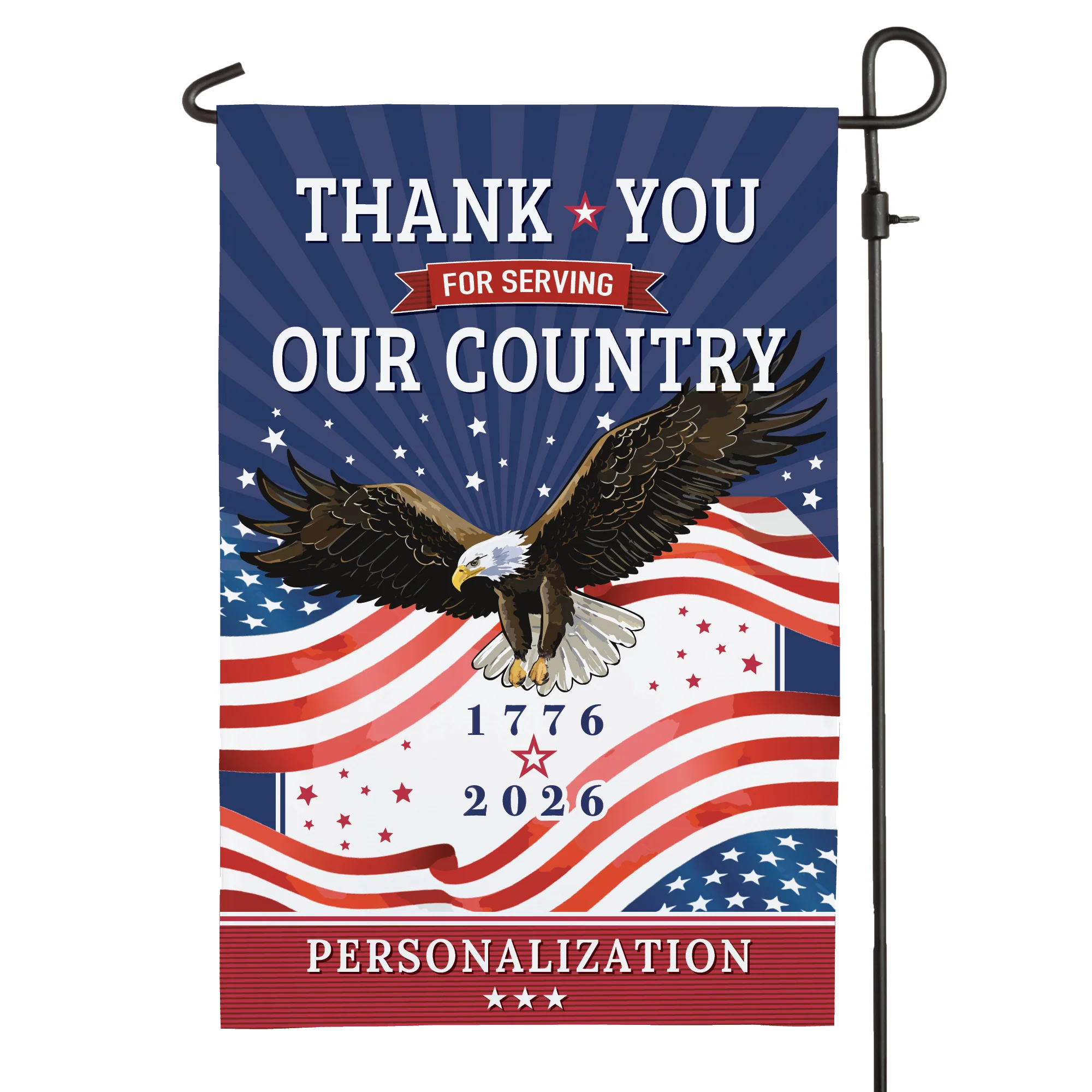 Personalized Thank You for Serving Our Country Family Name Garden Flag
