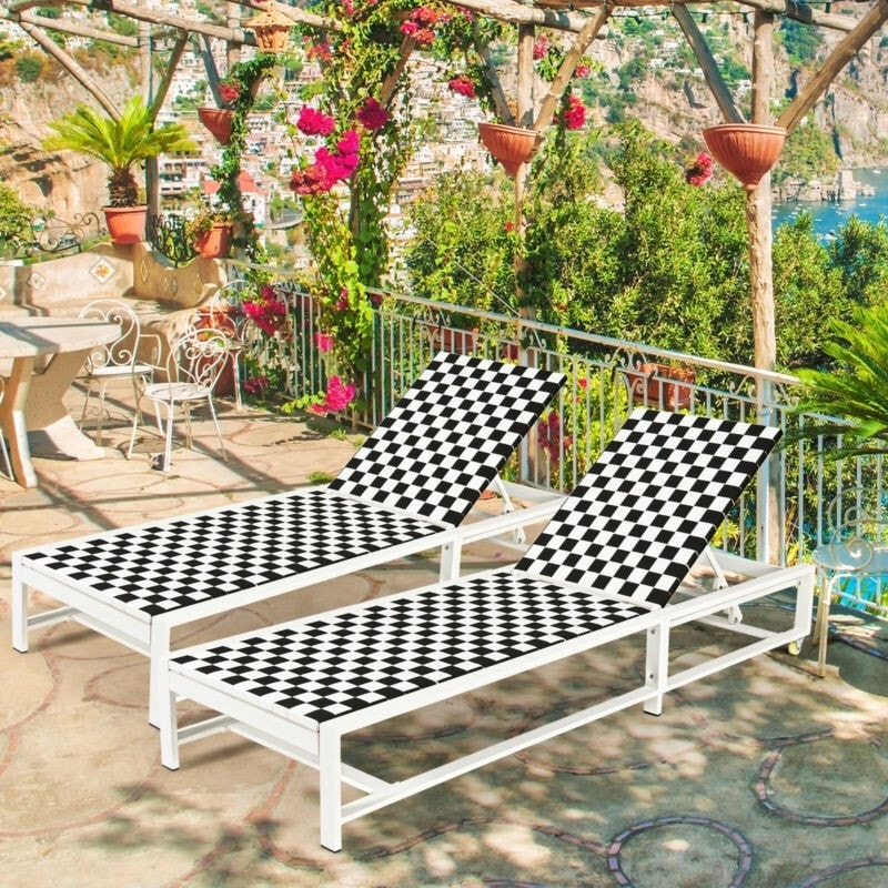 Chaise longue d'extérieur inclinable et réglable pour jardin et piscine