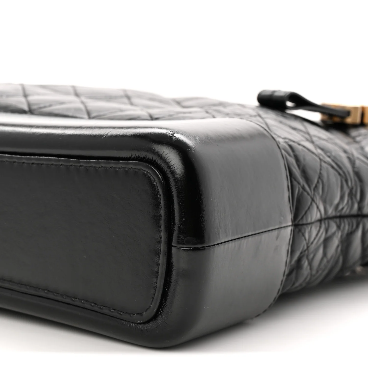 Aged Calfskin Quilted Large Gabrielle Hobo Black