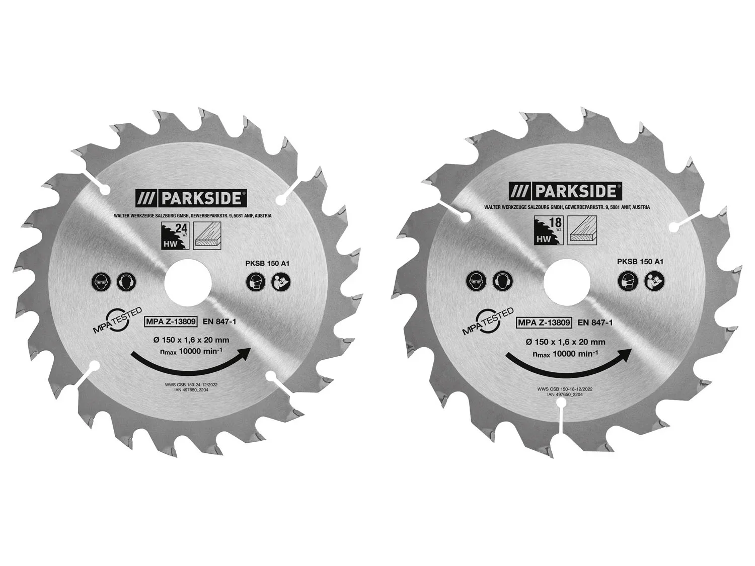PARKSIDE Lame de scie circulaire, 150 mm, 18 dents ou 24 dents