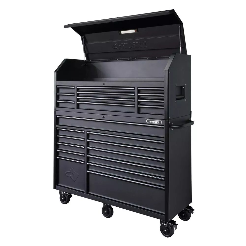 Coffre à outils et armoire à roulettes robustes de 142 cm de large, 23 tiroirs, profondeur optimale, noir mat