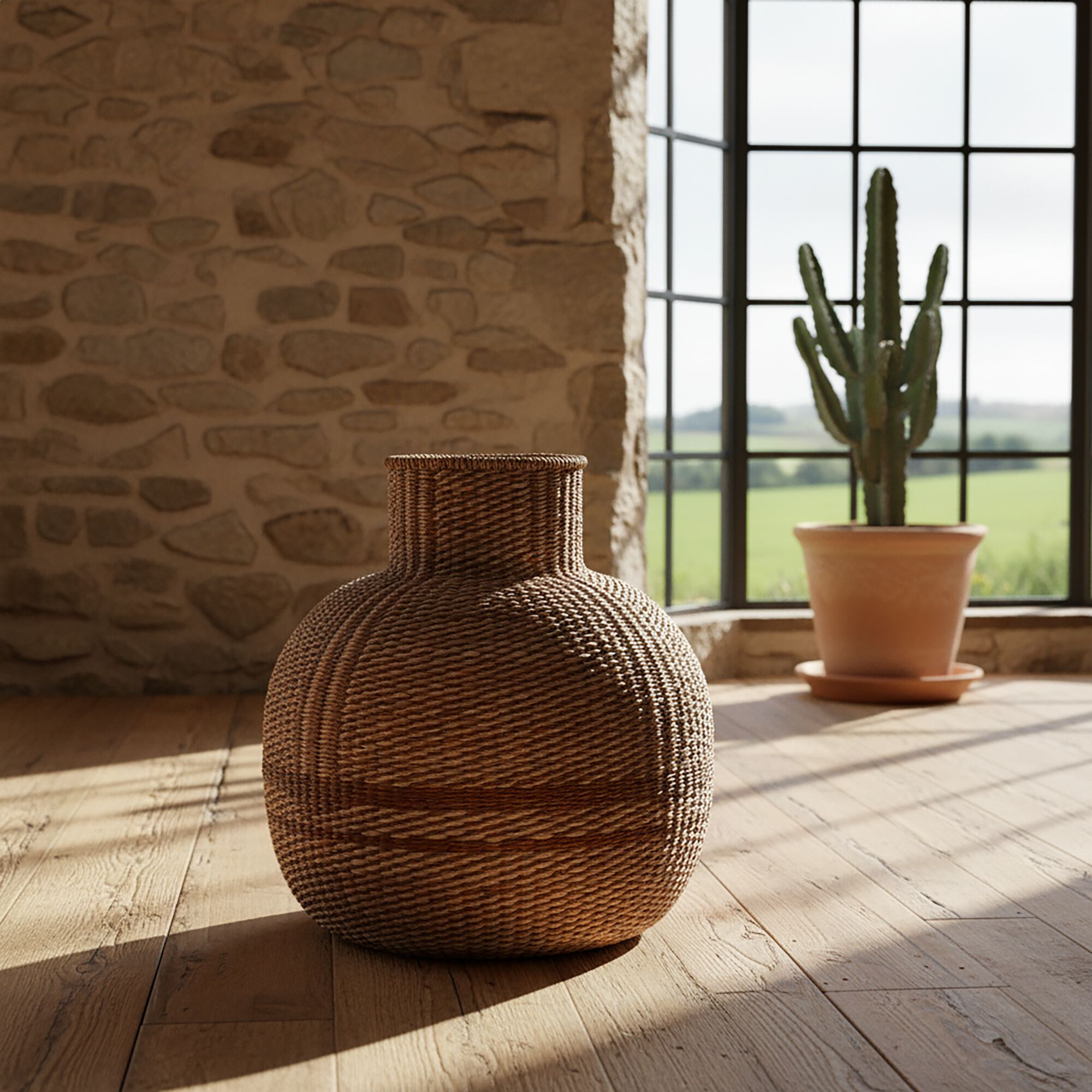 SALERNES - Vase boule en jonc de mer D50cm - naturel