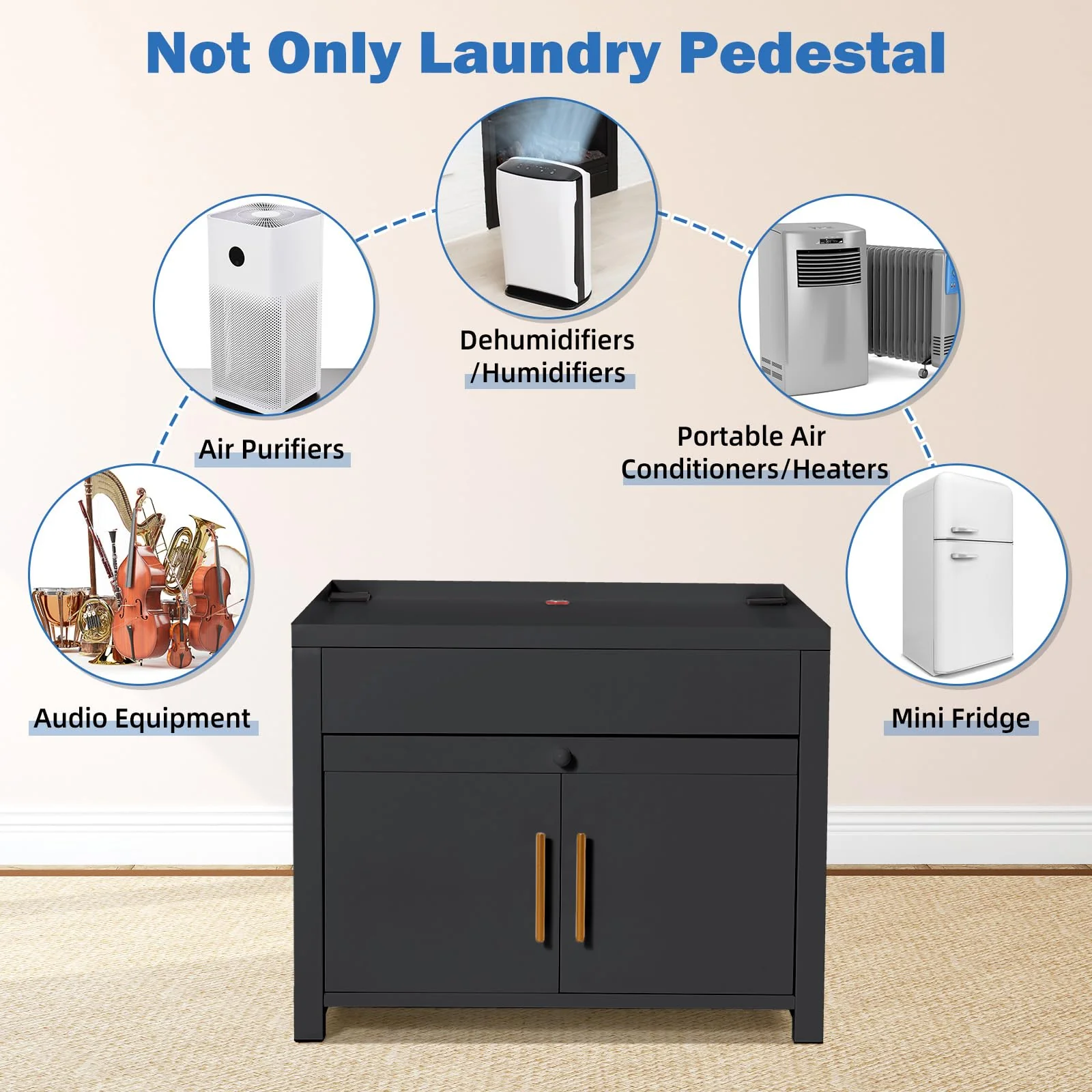 AECOJOY 2 Pack Laundry Pedestal, 700 LBS Capacity Washer Dryer Pedestal (Black)