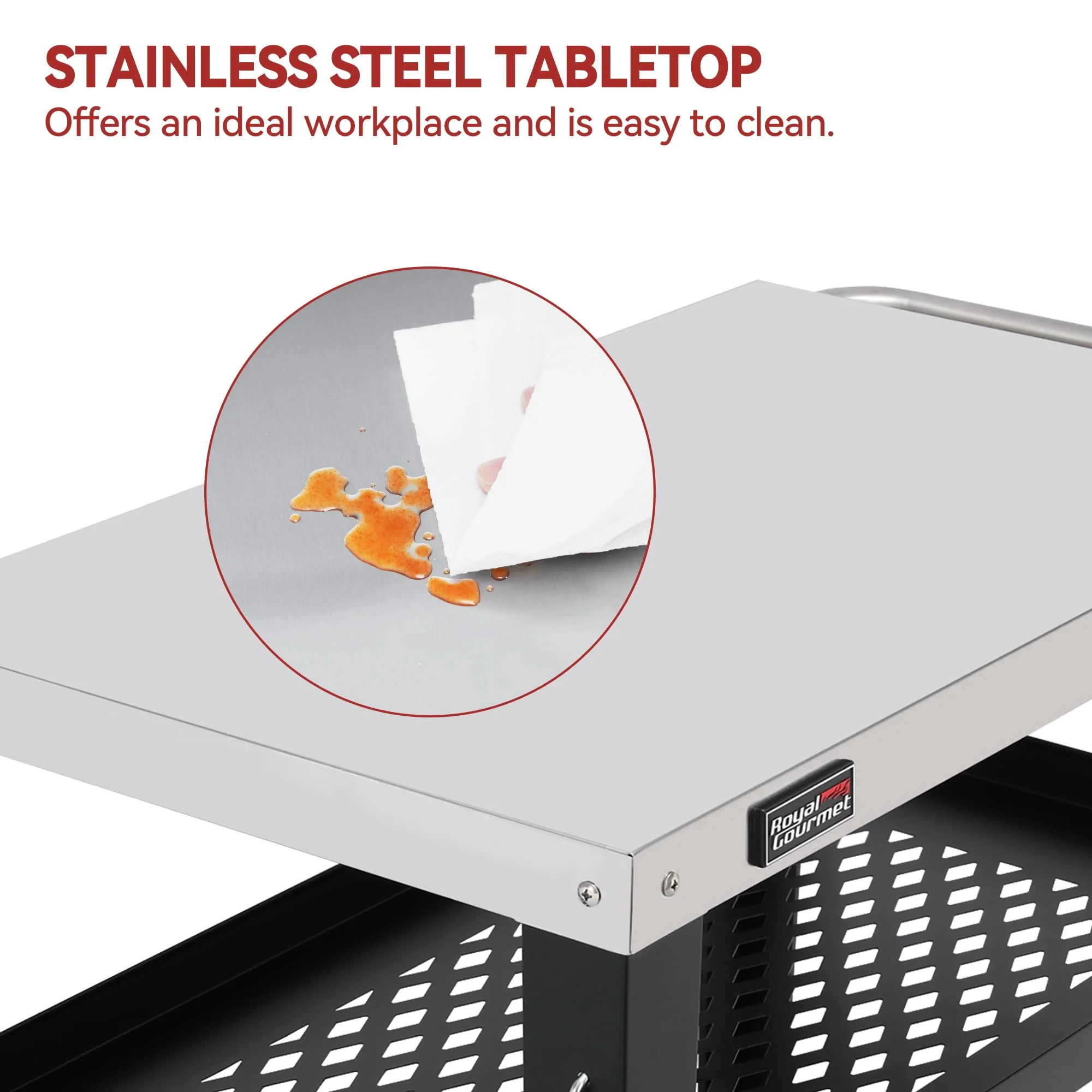 Royal Gourmet Rolling Dining Table with Trash Bag Holder