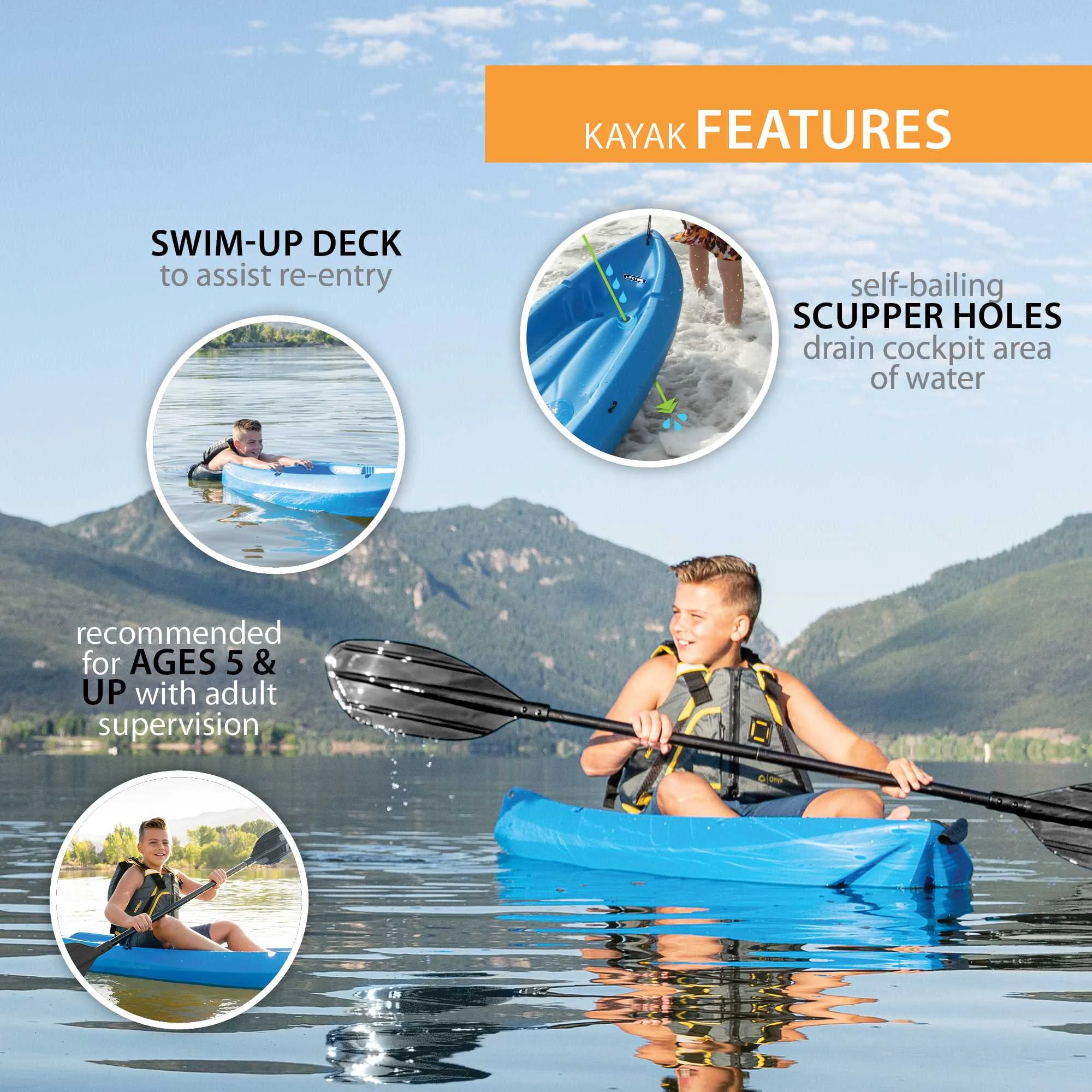Lifetime Wave 6 Ft Youth Kayak, Fire Red (91401)
