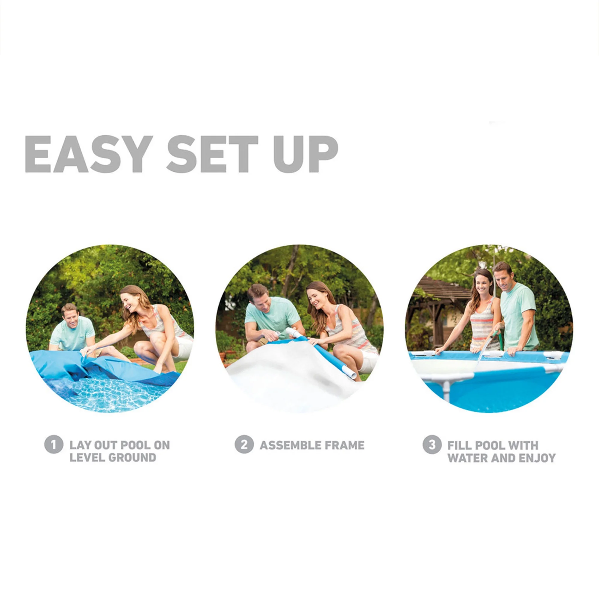 INTEX Round Metal Frame 8ft x 20in Above Ground Swimming Pool Set, Blue