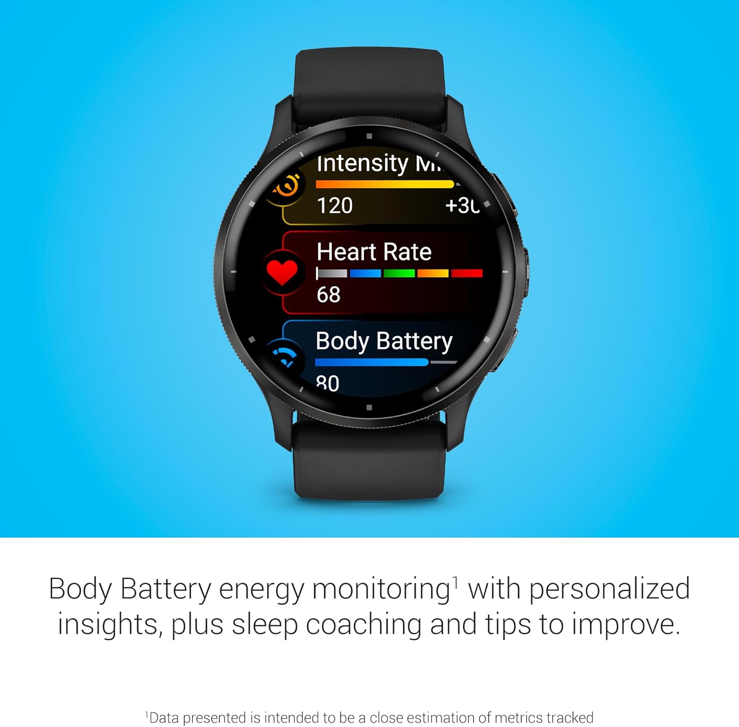 Garmin Venu 3 Running GPS Smartwatch with AMOLED Display  Advanced Health  Fitness Features  Up to 14 Day Battery Life with Signature Power Bundle | Slate with Black Silicone Band