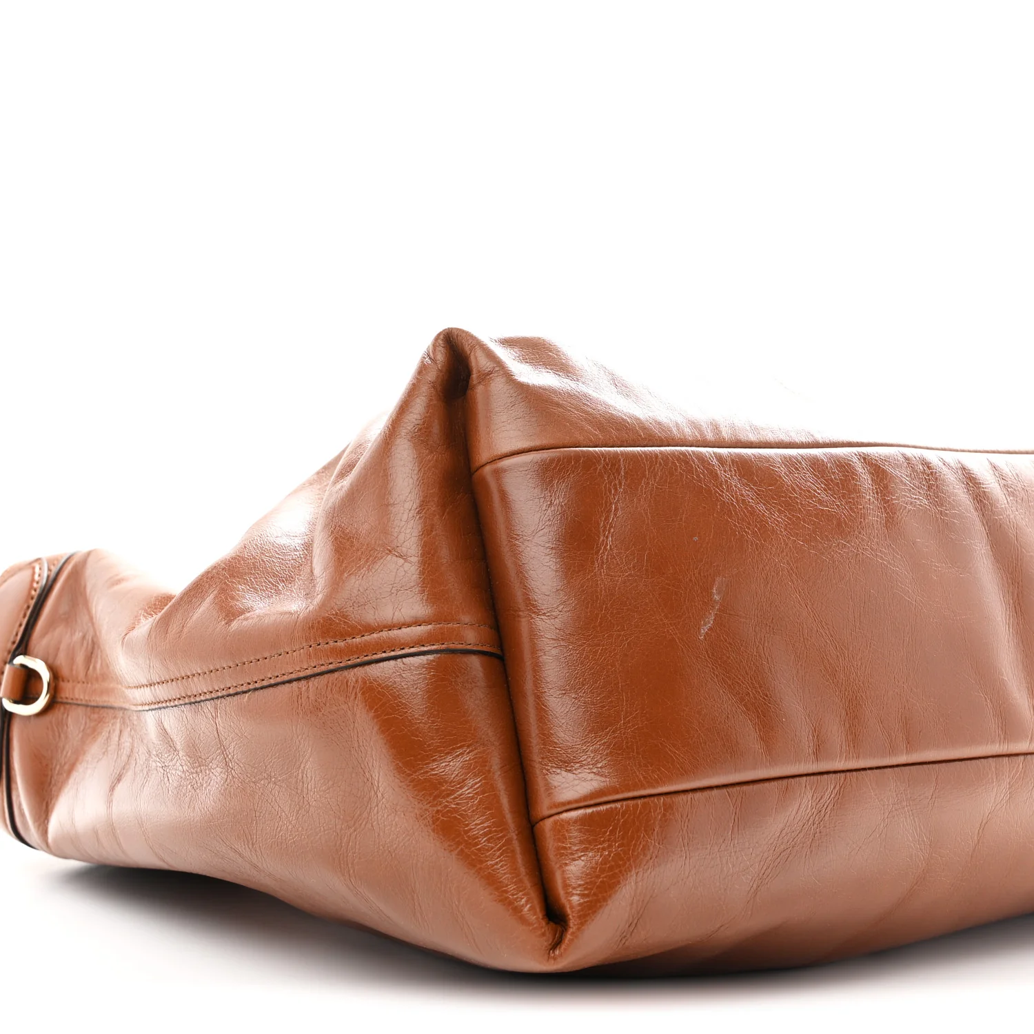 Soft Glossy Calfskin Large Giglio Tote Dark Brown